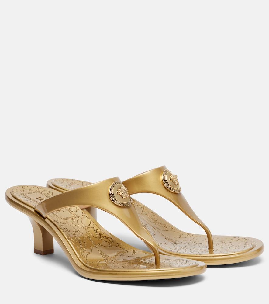 versace alia 55 metallic thong sandals