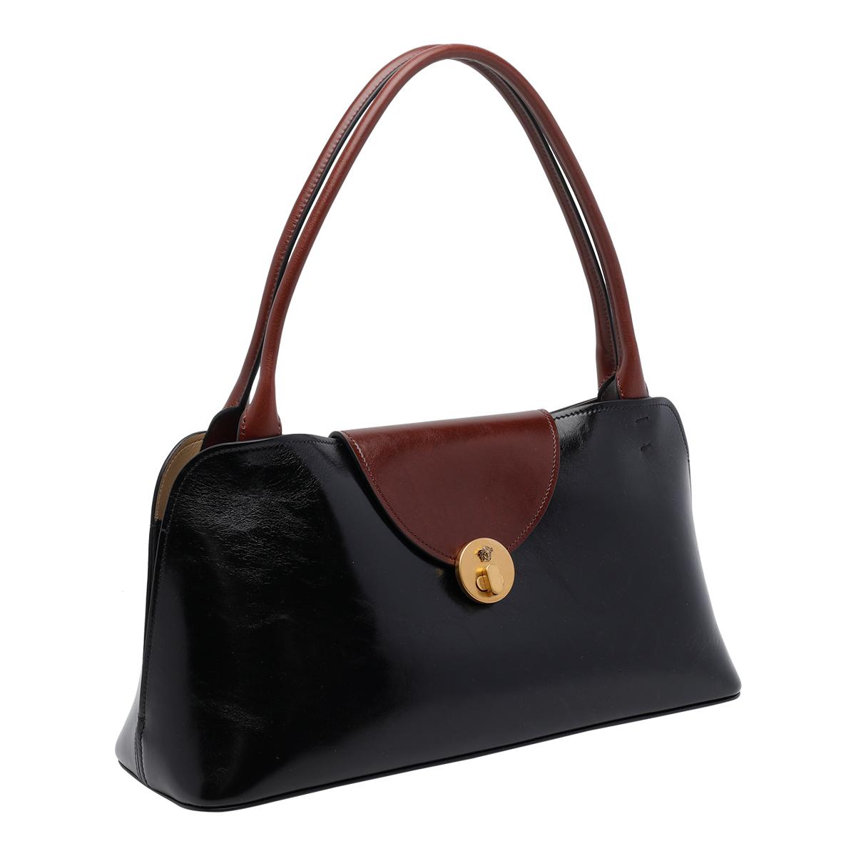 versace bags black calf leather - women