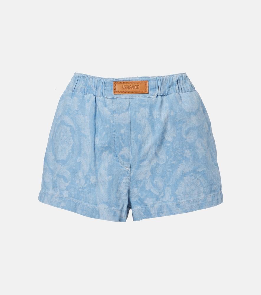 versace barocco denim chambray shorts