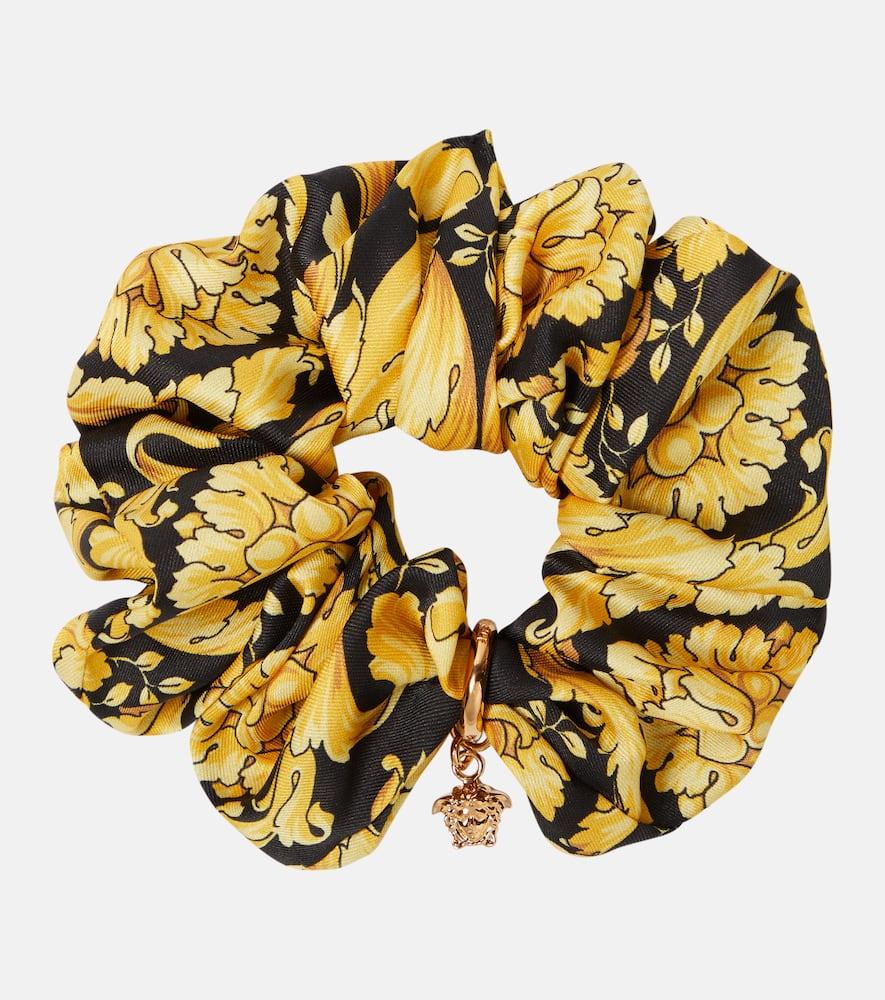 versace barocco embellished satin scrunchie