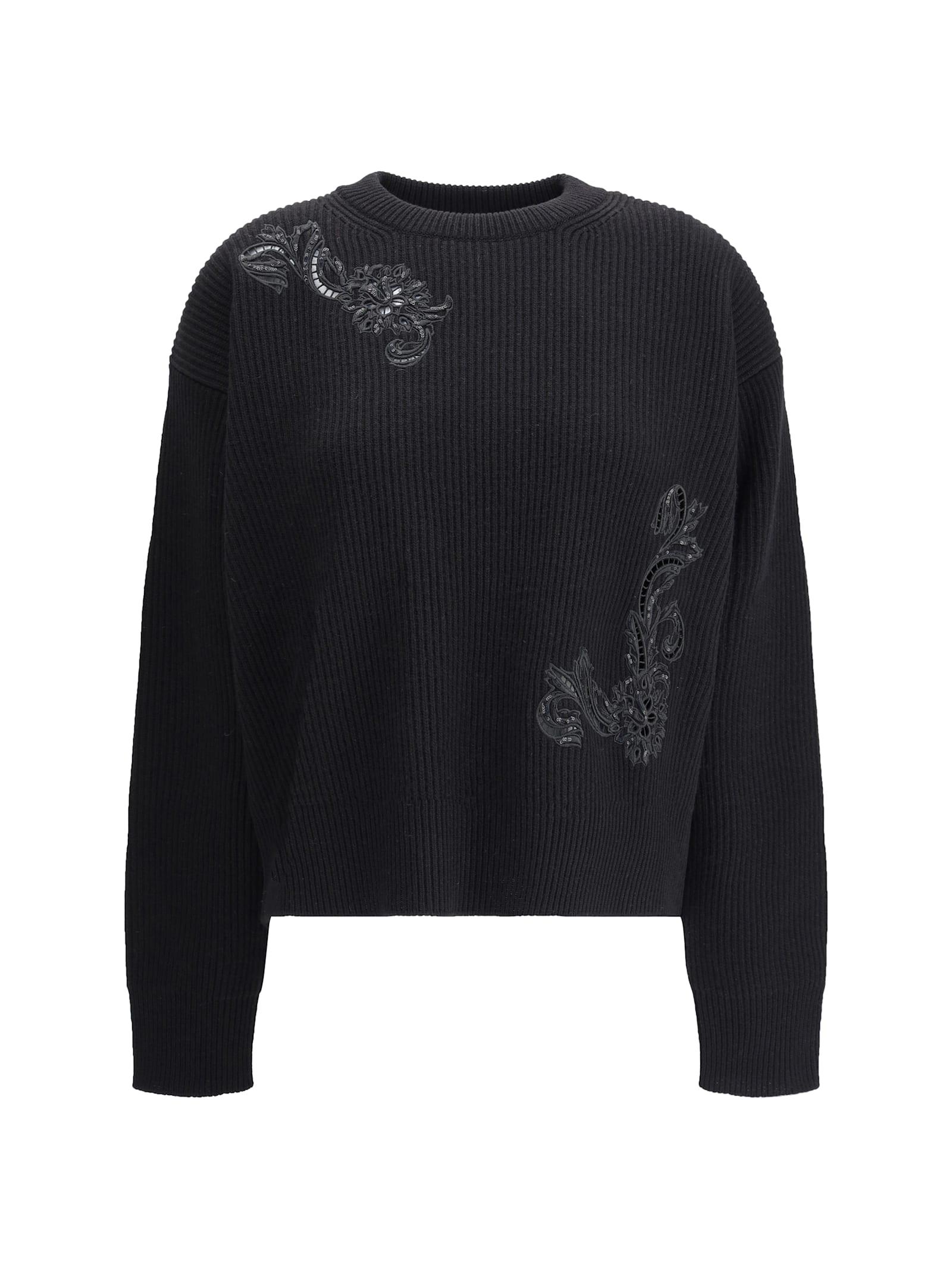 versace barocco leaf embroidered sweater