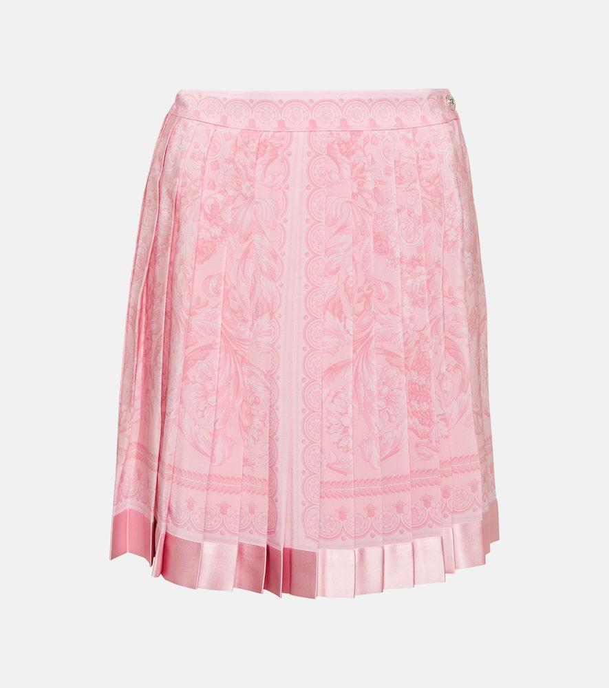 versace barocco pleated silk miniskirt