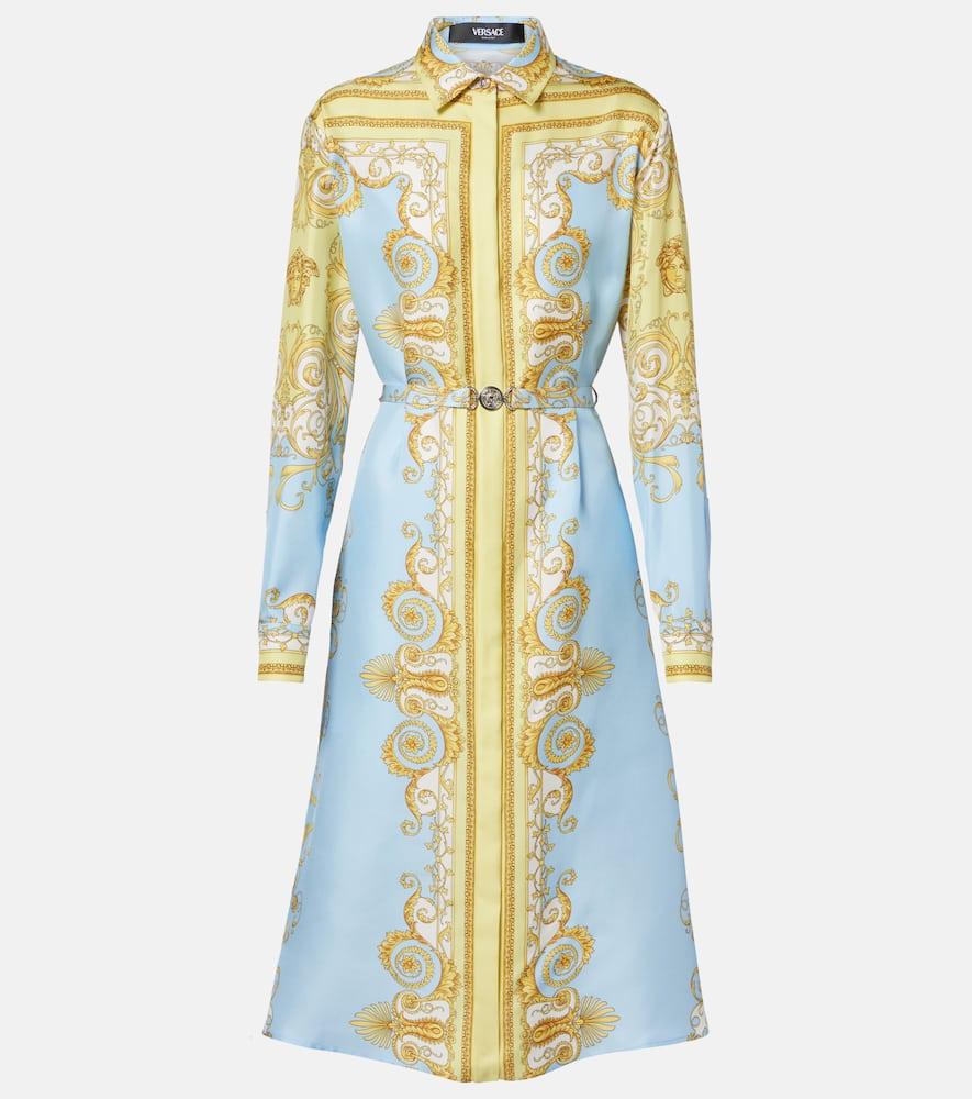 versace barocco silk twill midi dress