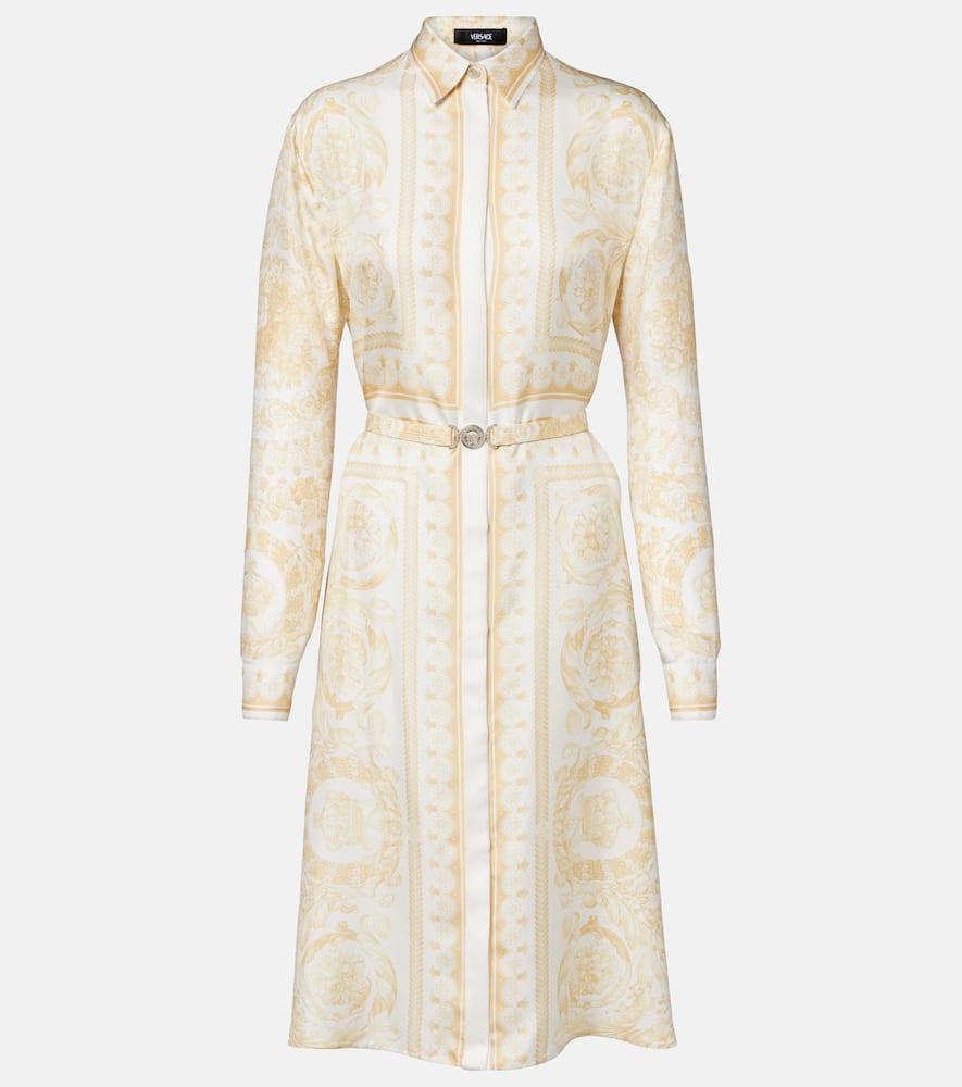 versace barocco silk twill shirt dress