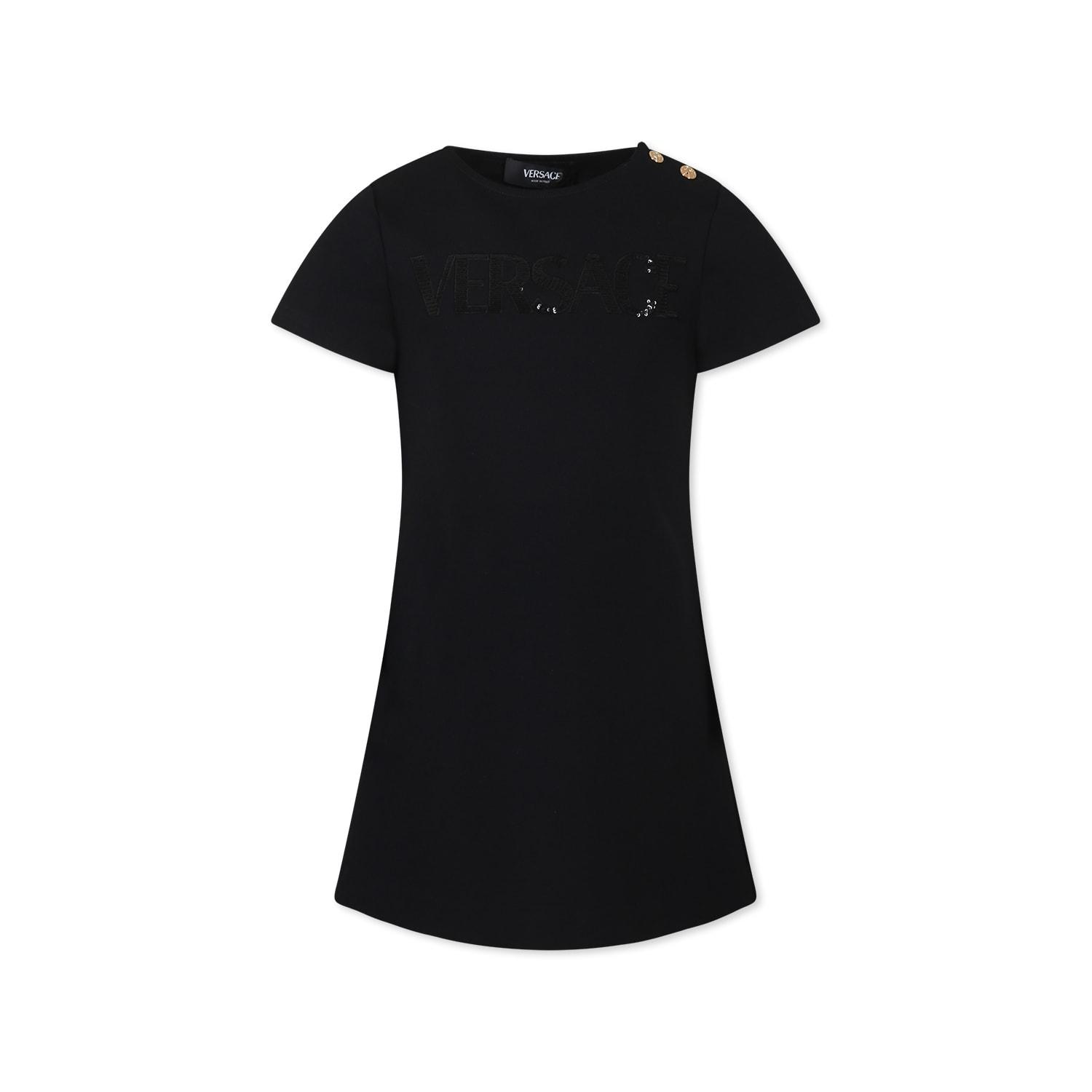 versace black dress for girl with logo