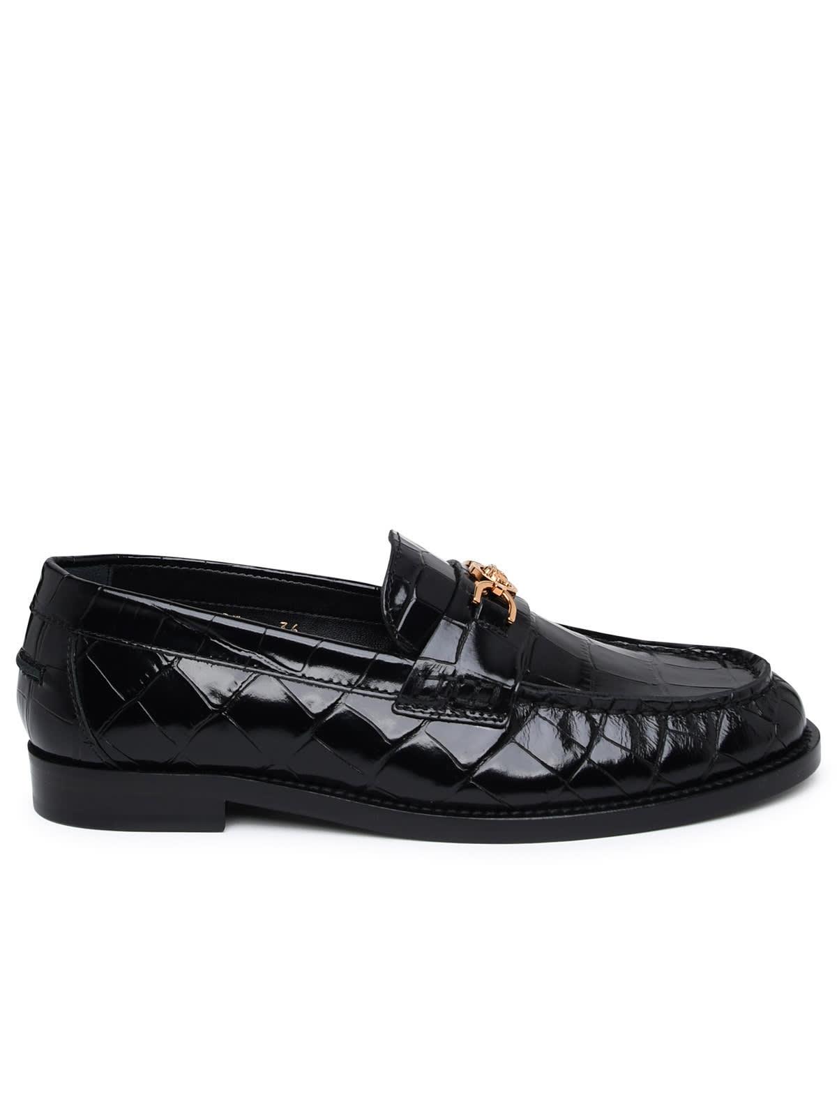 versace black leather medusa 95 loafers