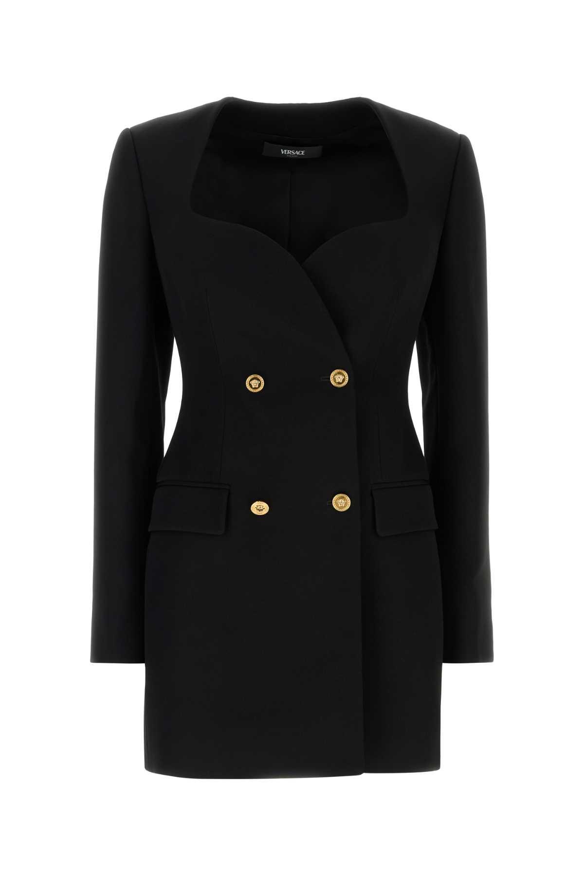versace black wool blazer dress