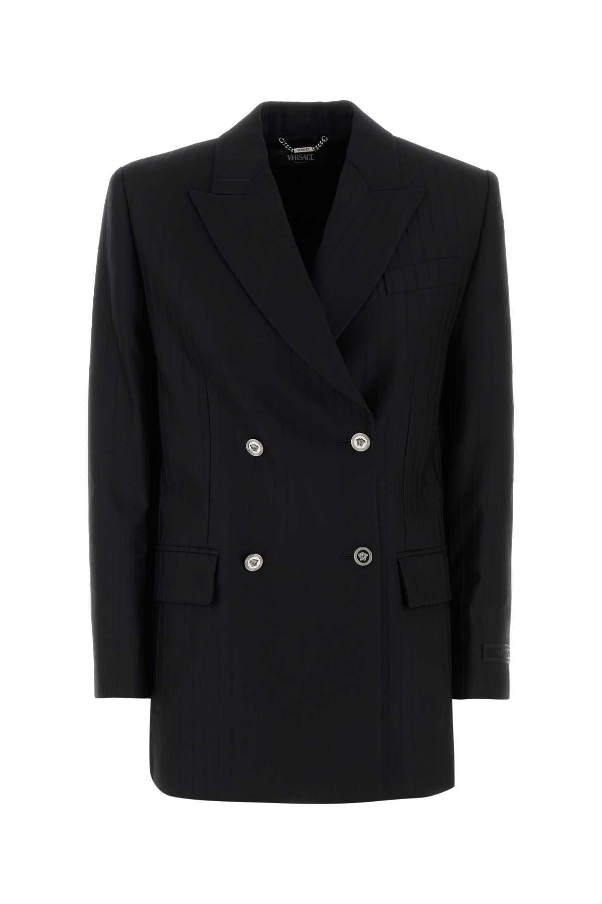 versace black wool blazer