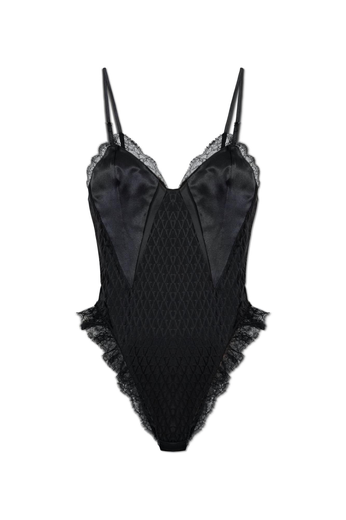 versace bodysuit with lace inserts