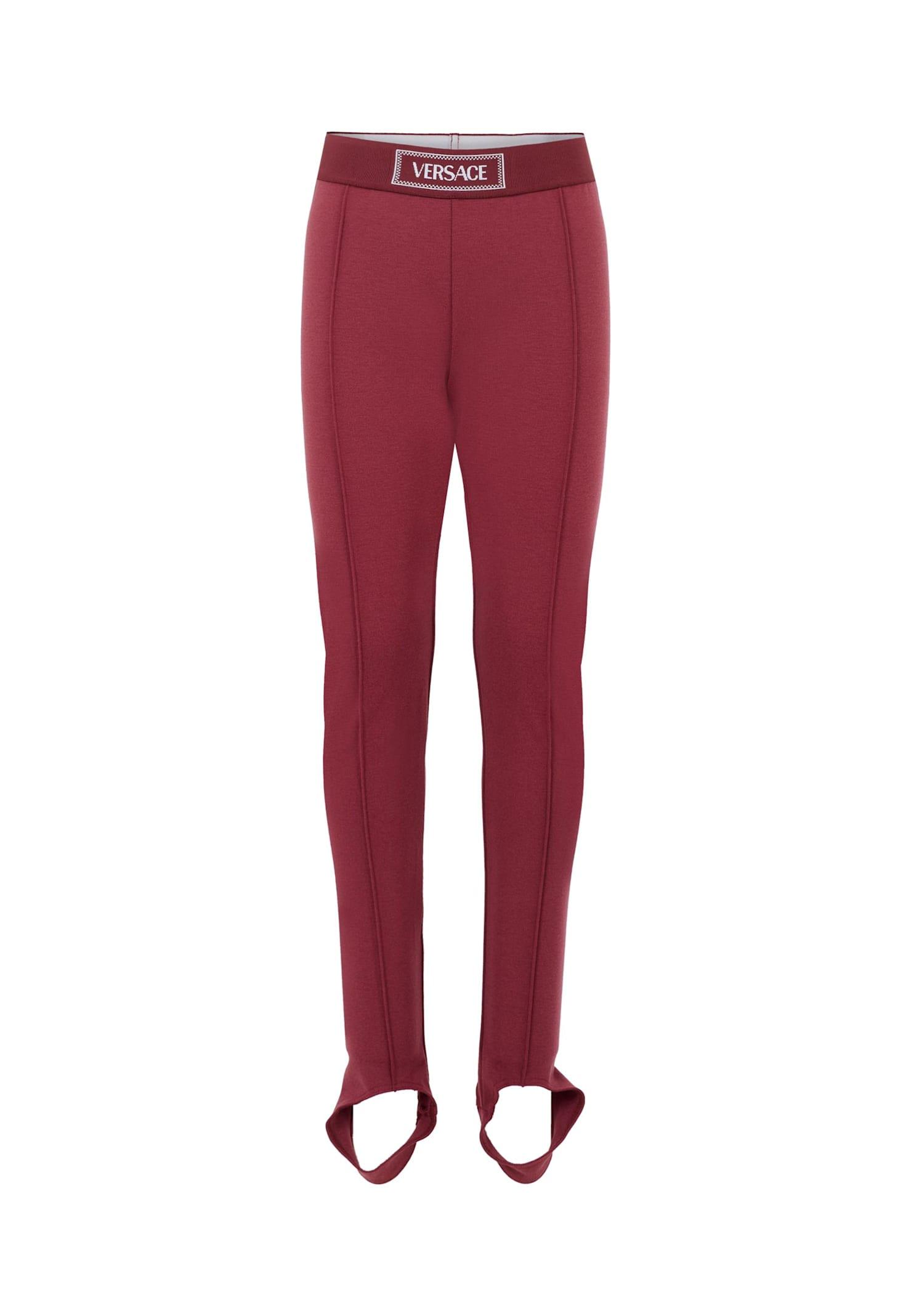 versace burgundy leggings for girl with 90 vintage logo