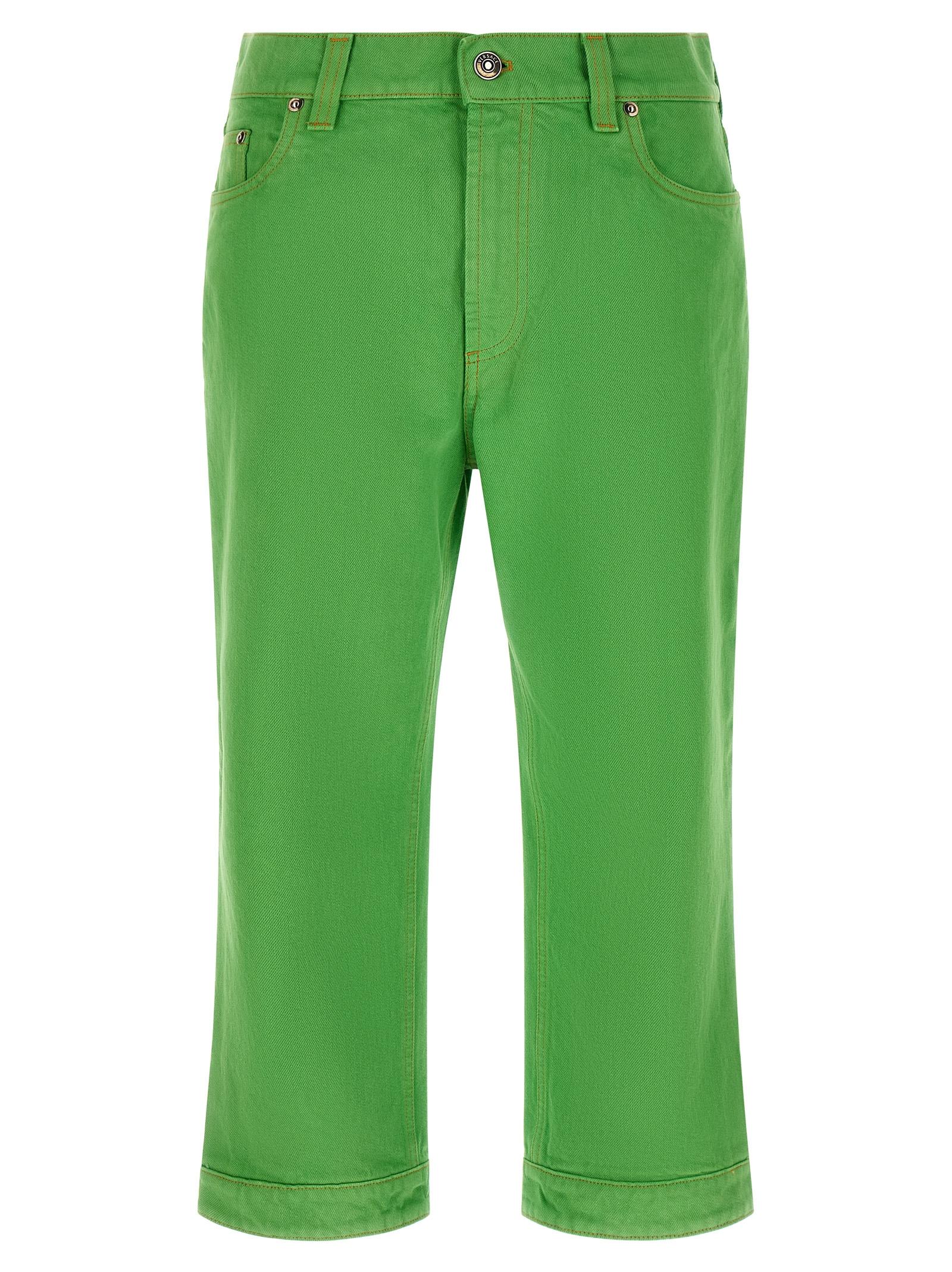 versace capri jeans green cotton - women