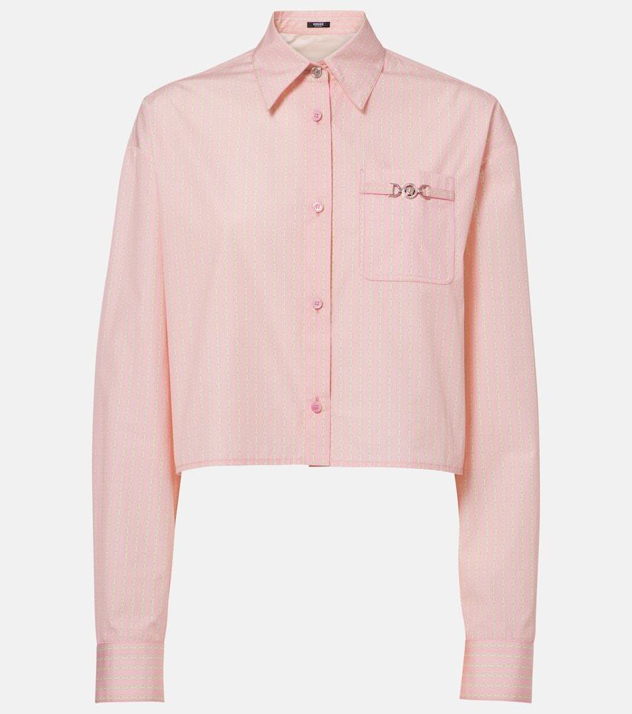 versace chain pinstripe cropped cotton poplin shirt