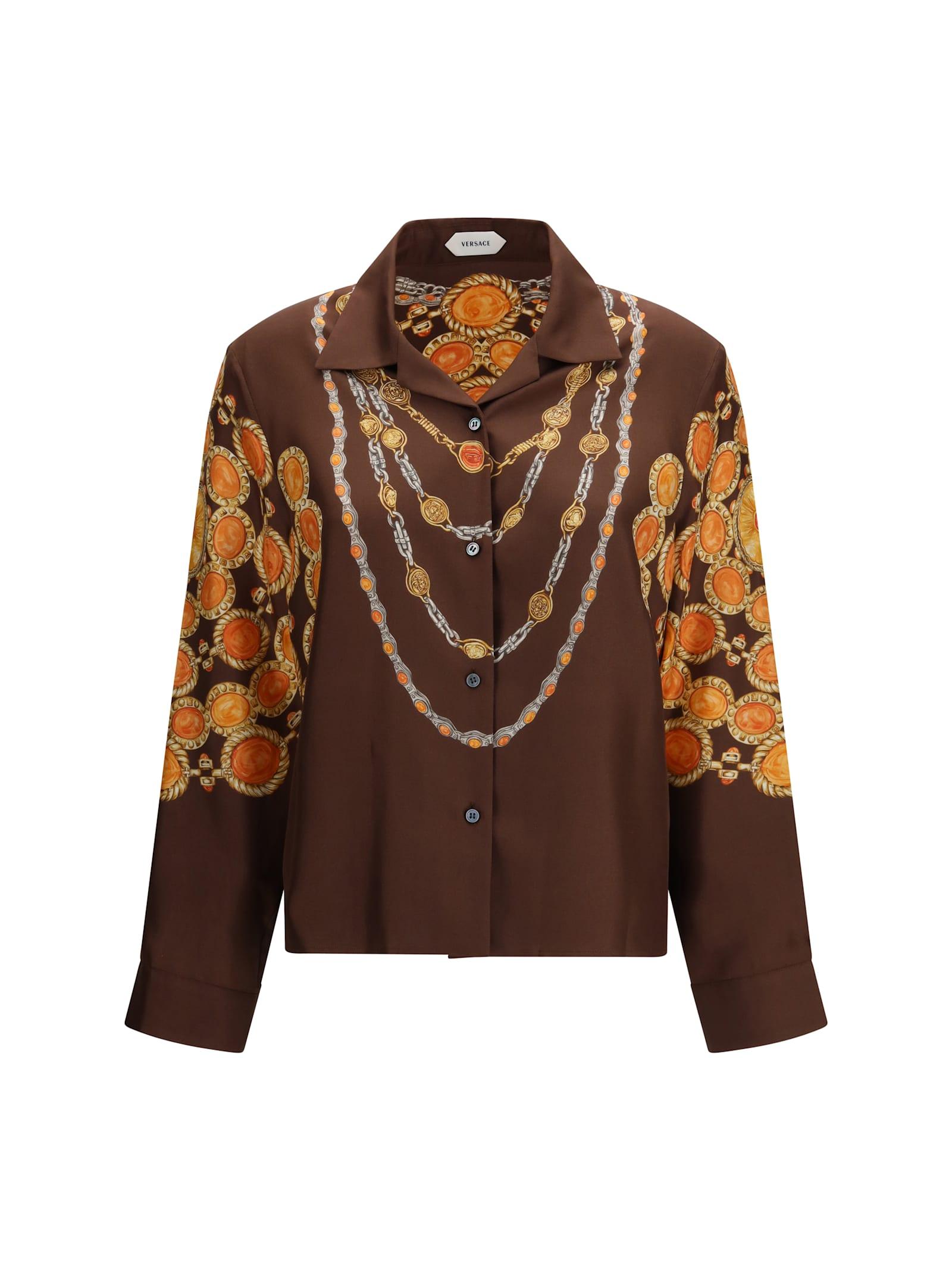 versace chain print buttoned shirt