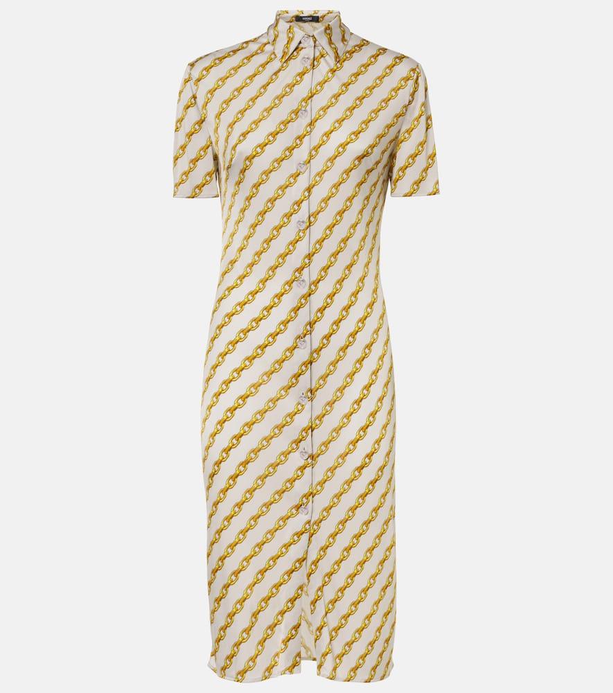 versace chain stripe satin shirt dress