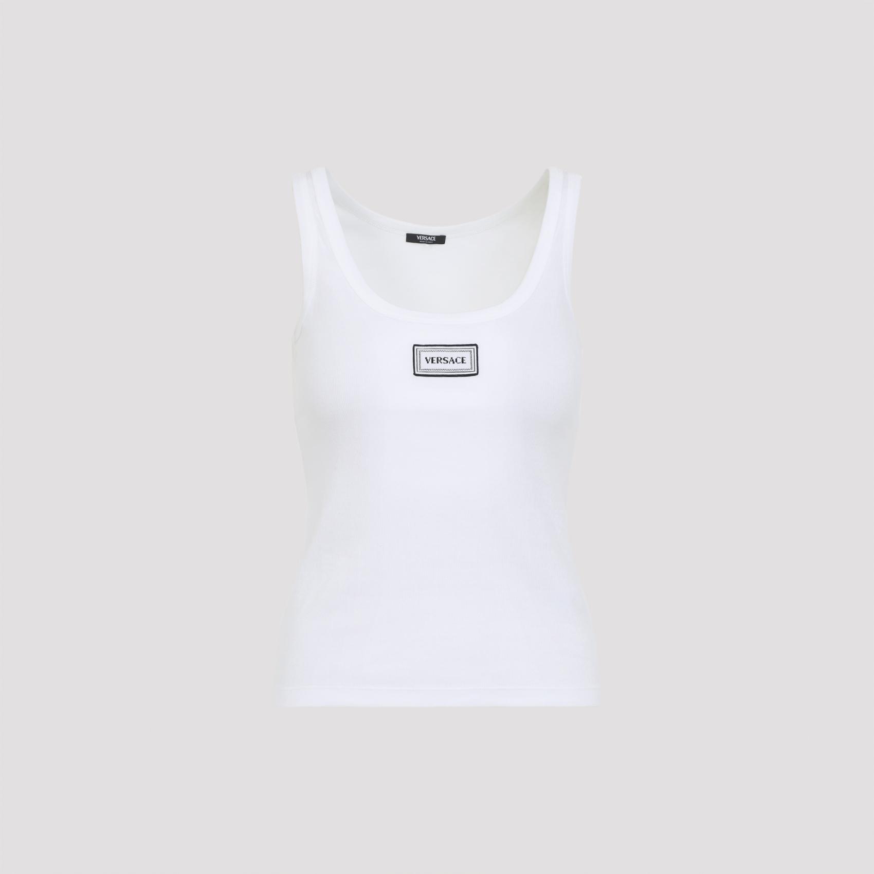 versace cotton tank top white elastane - women
