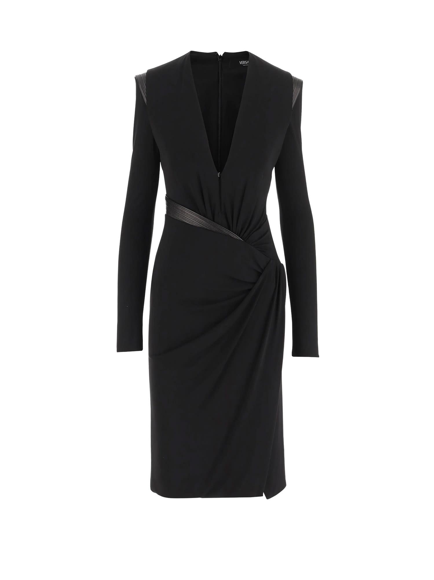 versace crepe mini dress with v-neckline