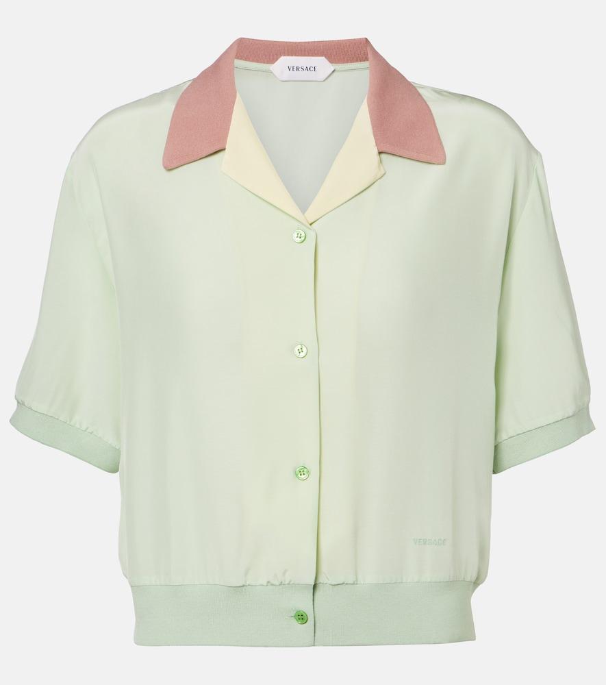 versace cropped silk poplin shirt