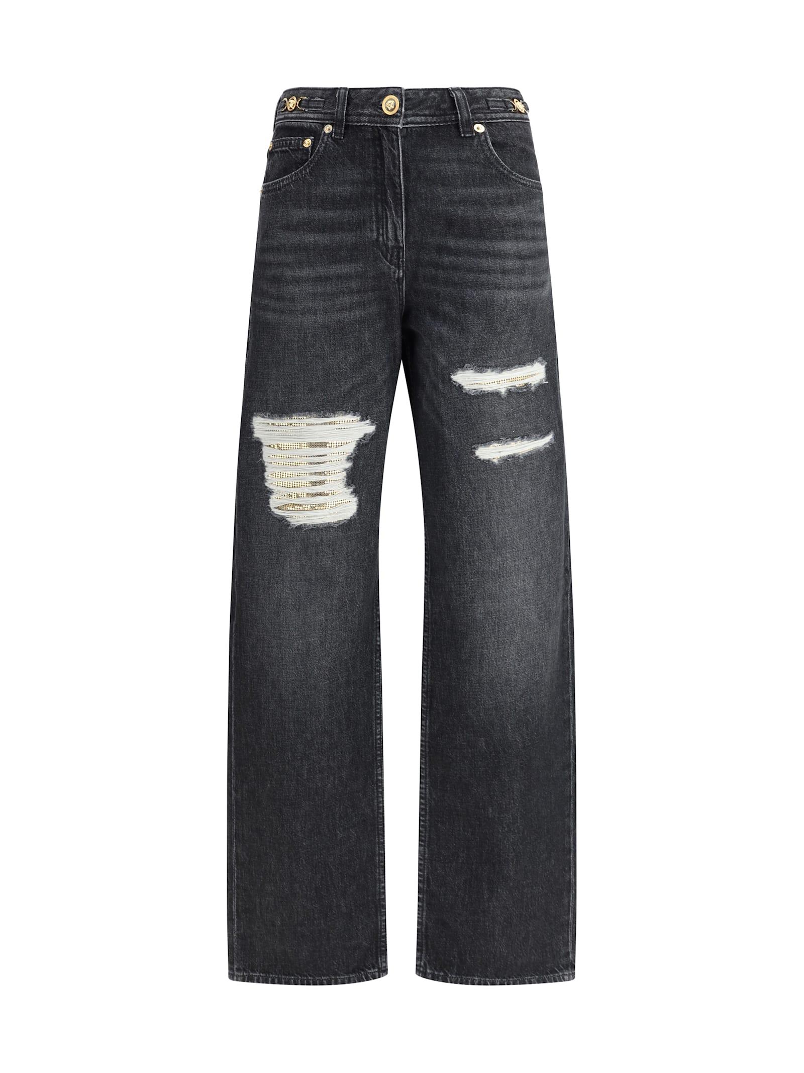 versace cut-out detail jeans