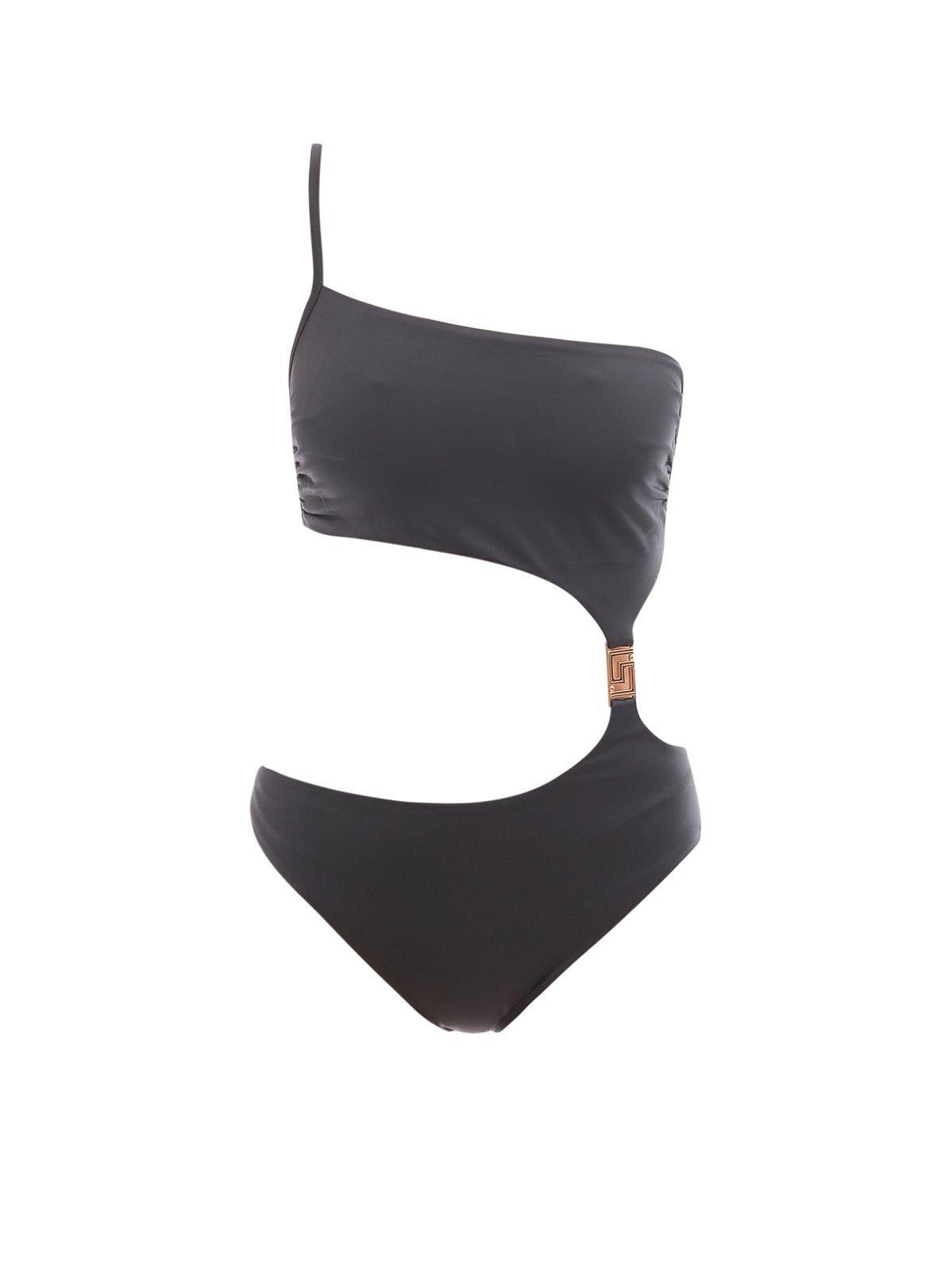 versace cut-out one-shoulder swimsuit