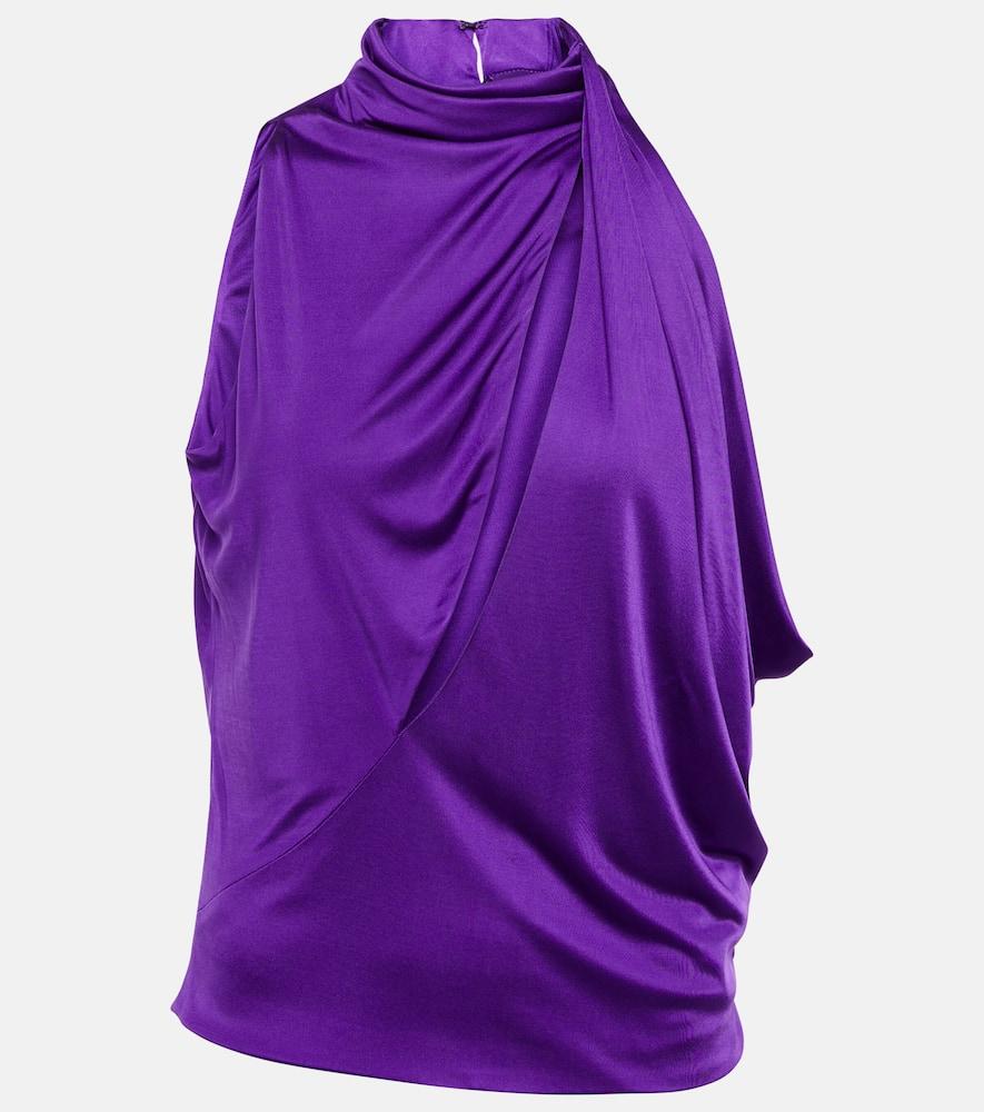 versace cutout turtleneck satin top