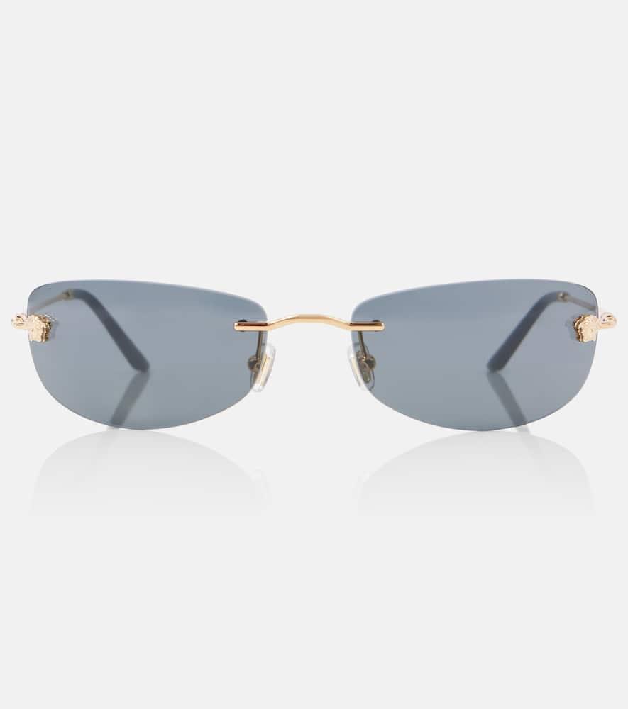versace damier plaque rectangular sunglasses