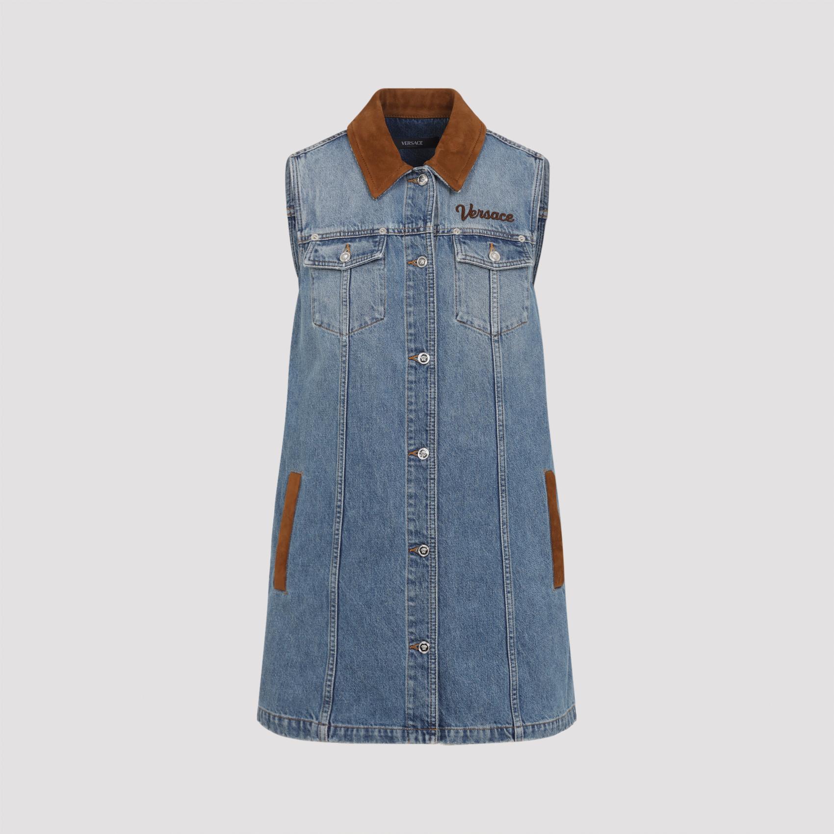 versace denim stone wash dress blue cotton - women