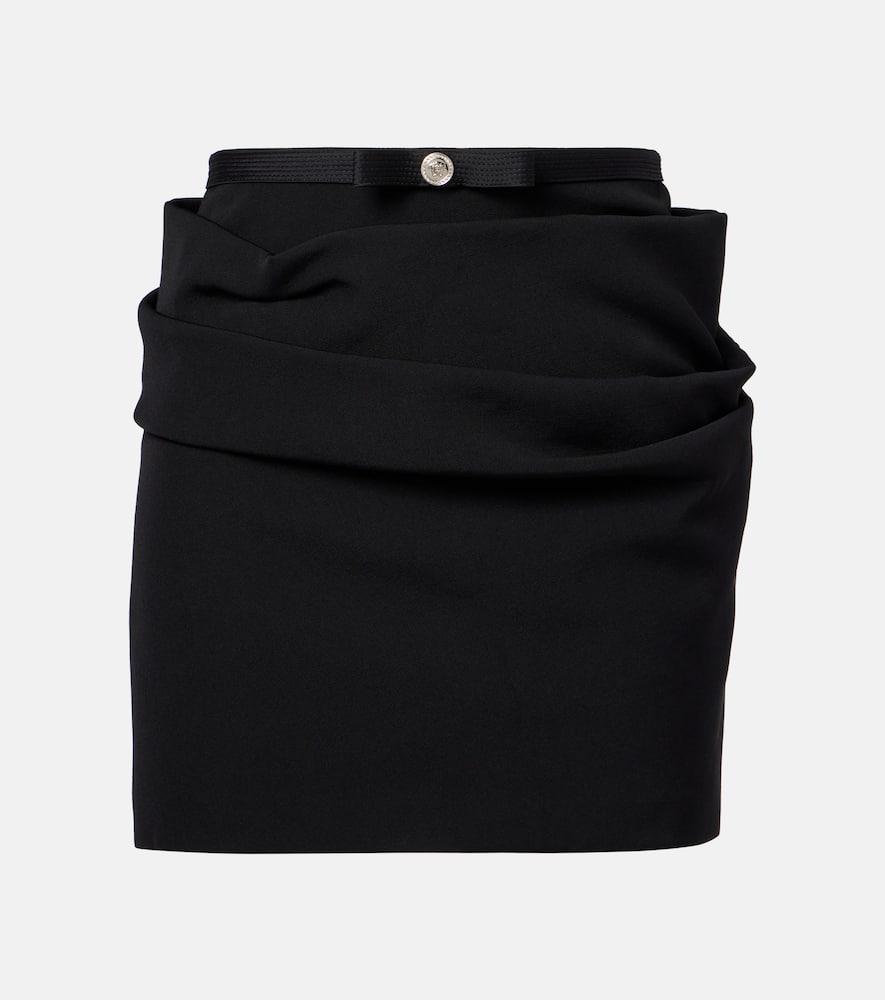 versace draped virgin wool gabardine miniskirt