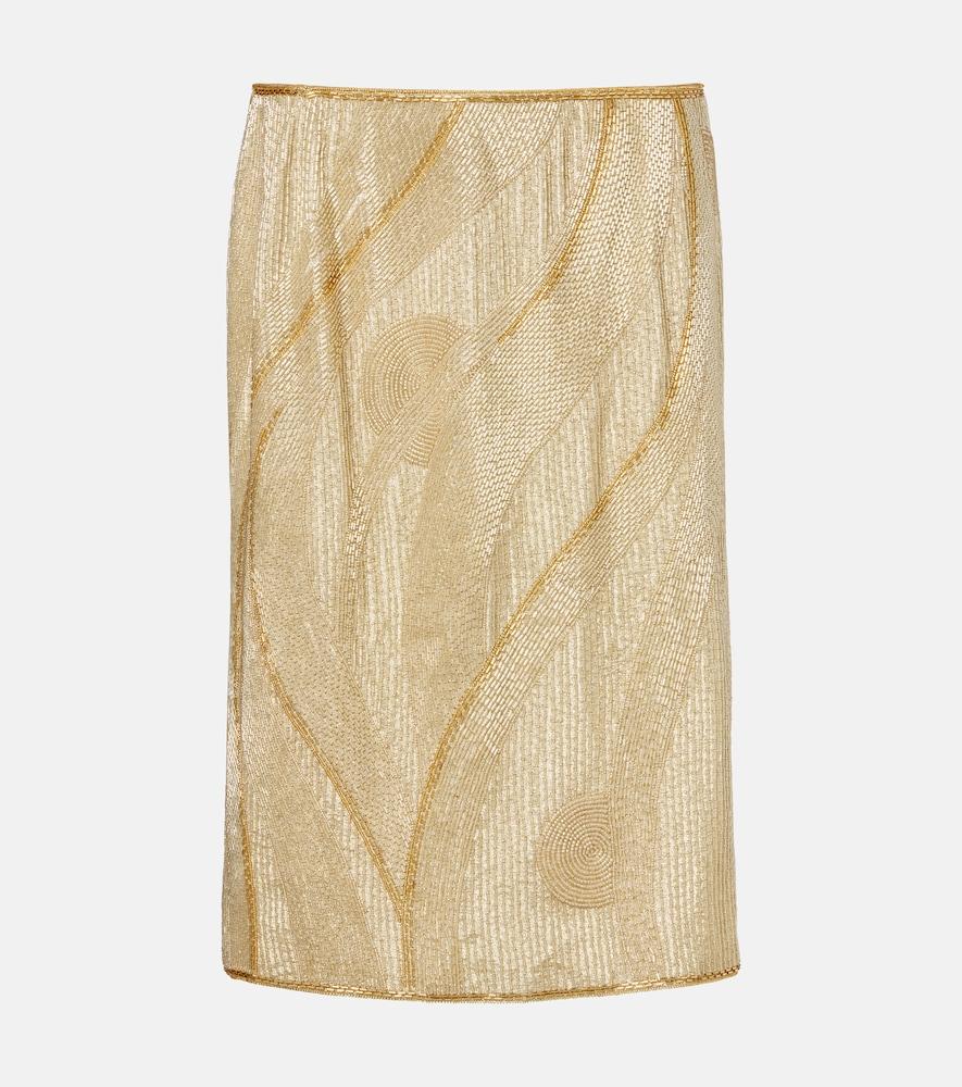 versace embellished crêpe de chine midi skirt