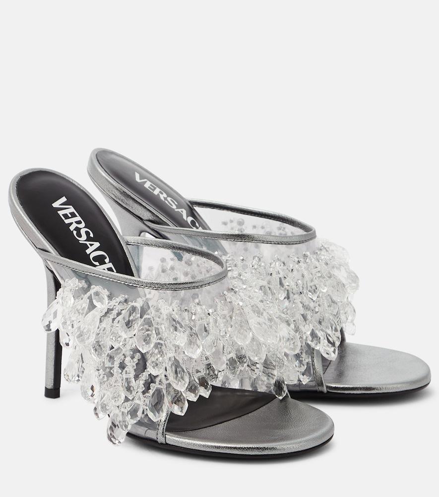 versace embellished pvc mules