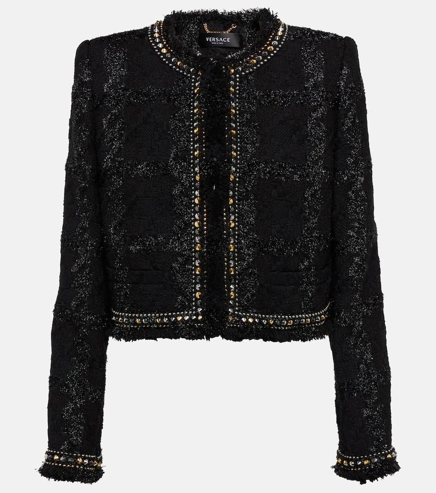 versace embellished tweed jacket