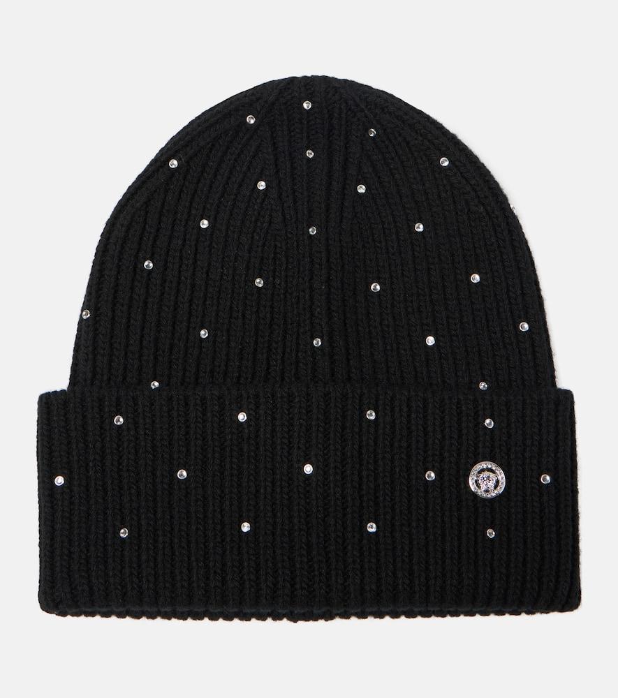 versace embellished wool beanie
