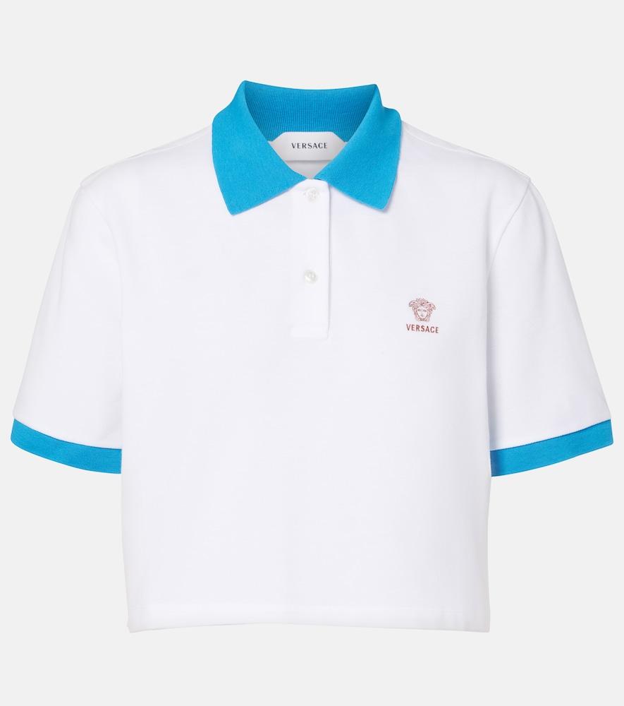 versace embroidered cotton piqué polo shirt