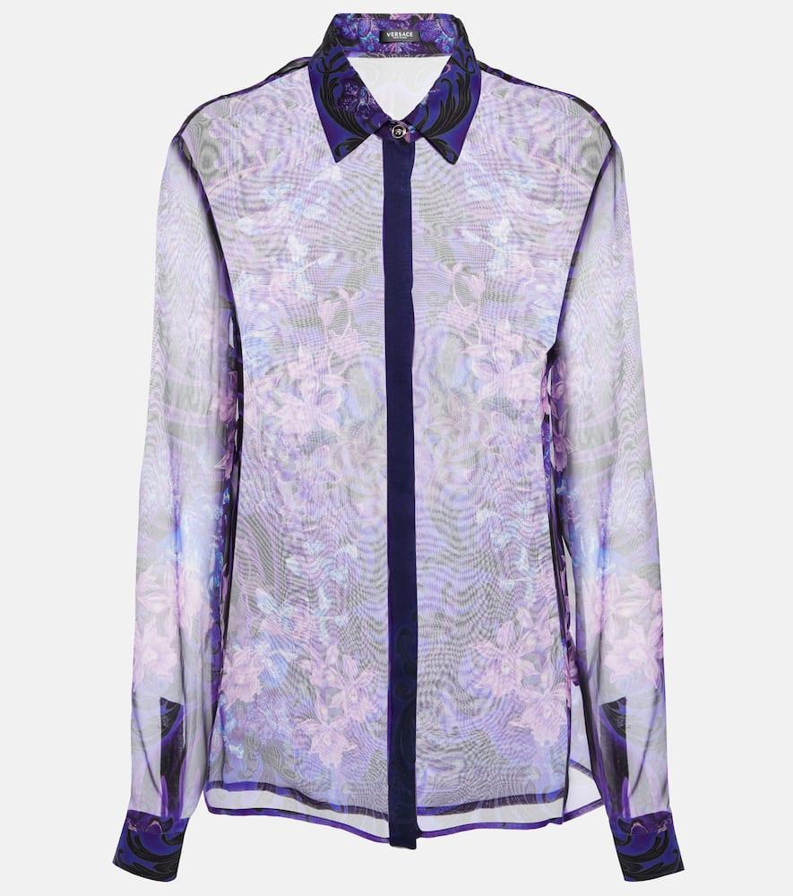 versace floral silk chiffon shirt