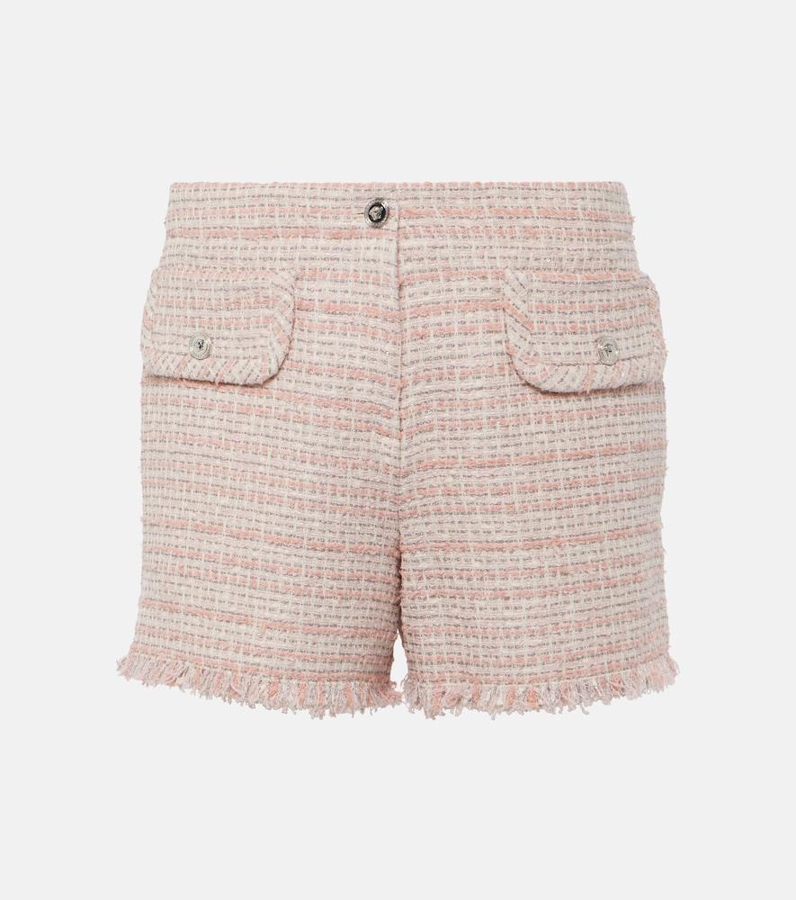 versace fringed tweed shorts