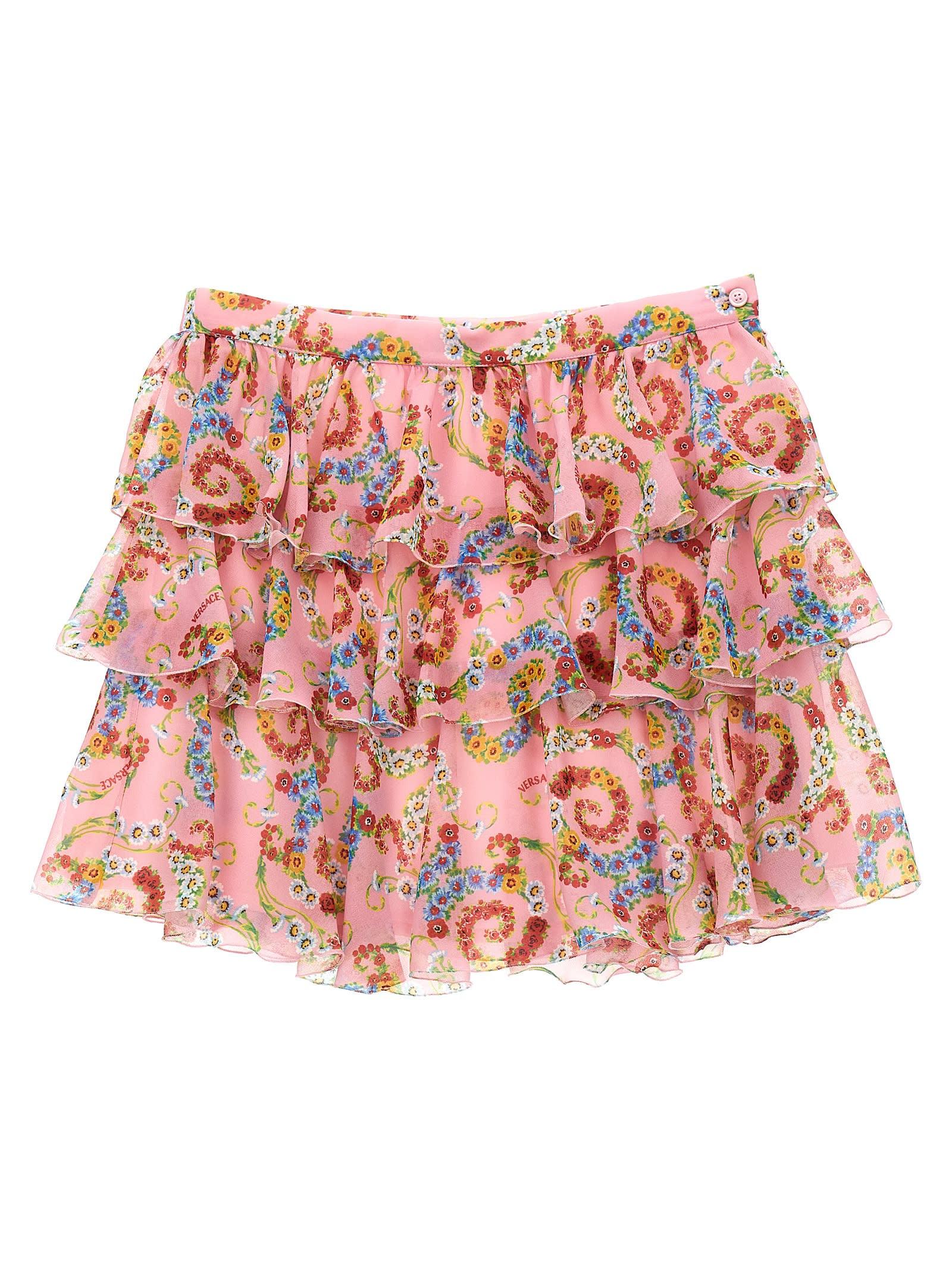versace geo poly barocco flower skirt
