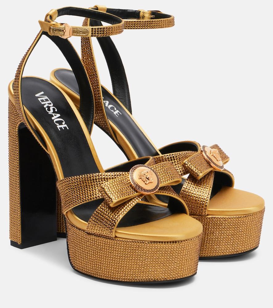versace gianni ribbon 140 satin platform sandals