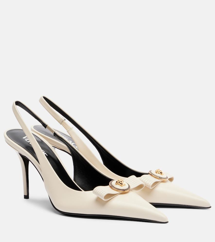 versace gianni ribbon 85 leather slingback pumps