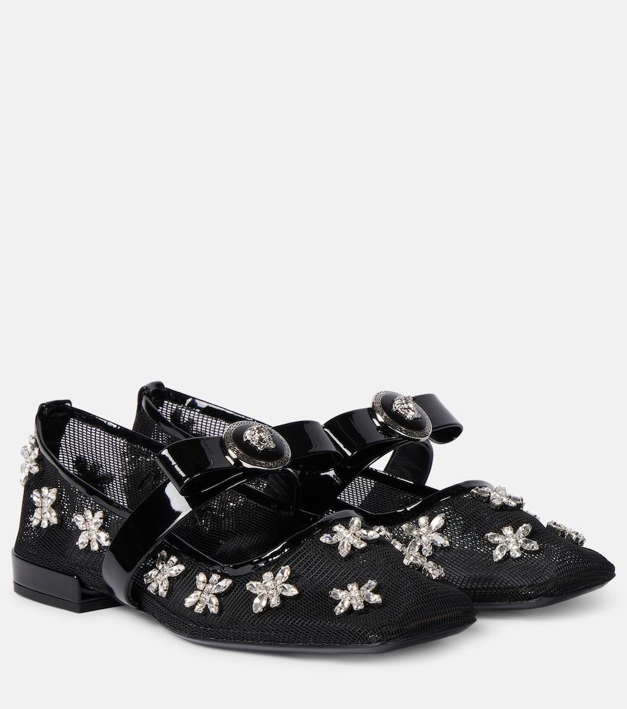 versace gianni ribbon embellished ballet flats