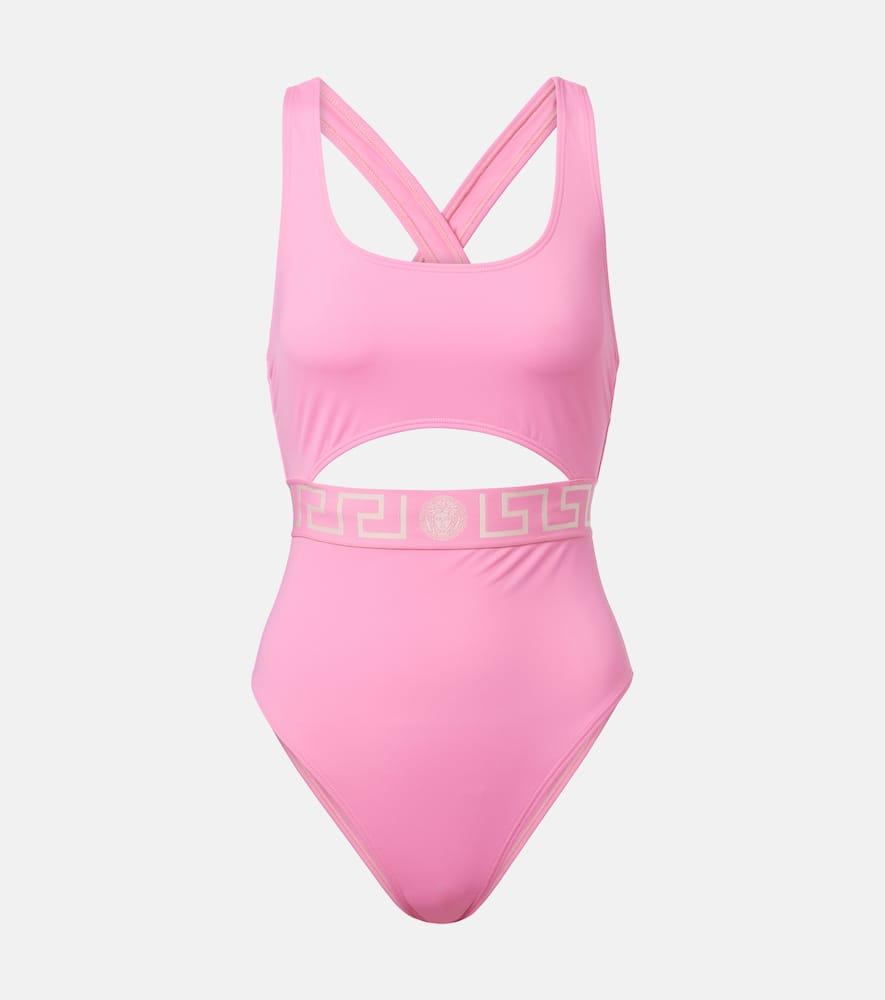versace greca border cutout swimsuit