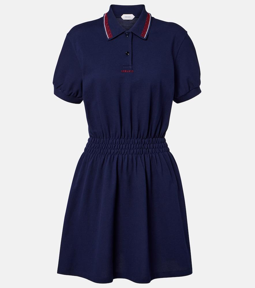 versace greca cotton piqué polo dress