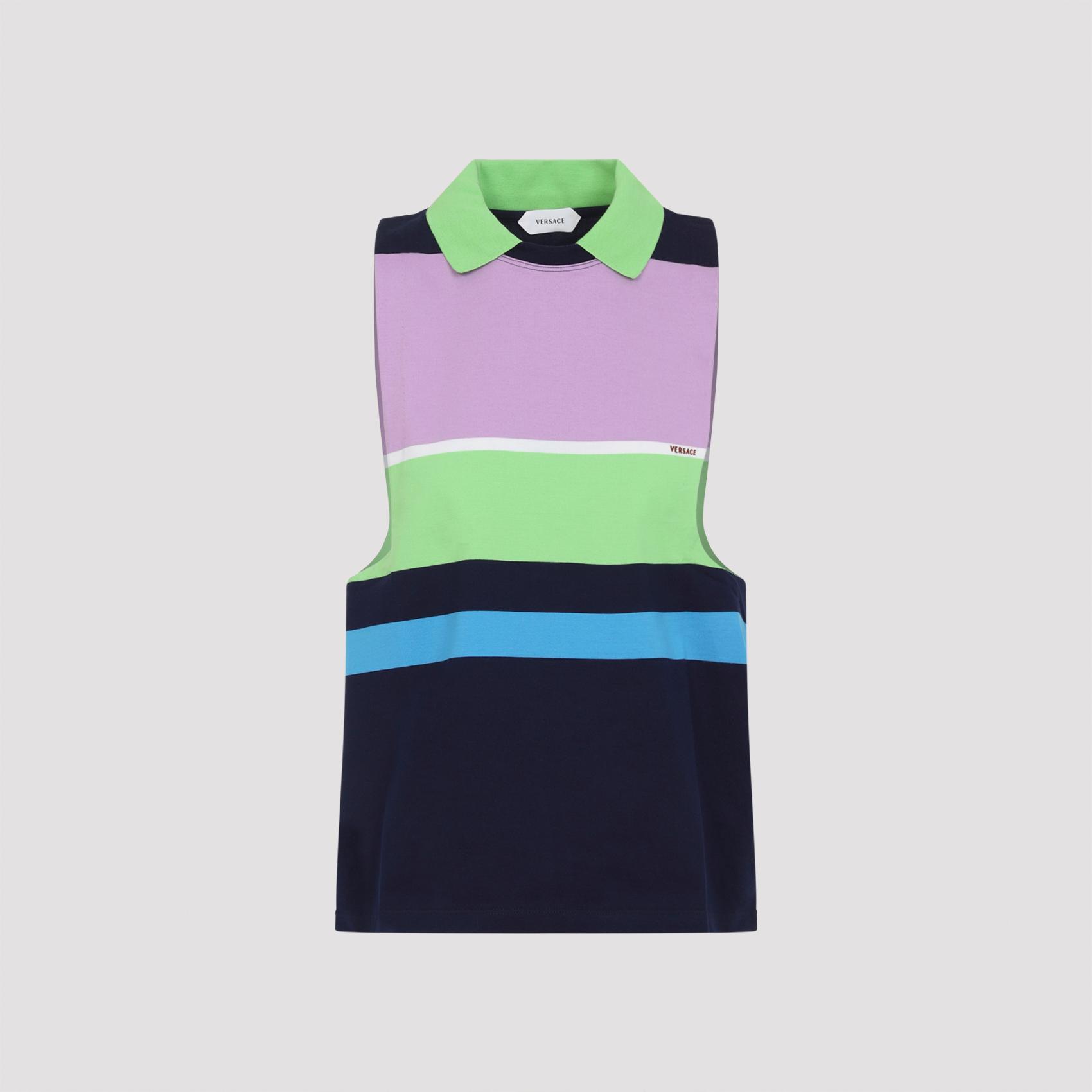 versace heavy striped cotton sweatshirt pink & purple - women