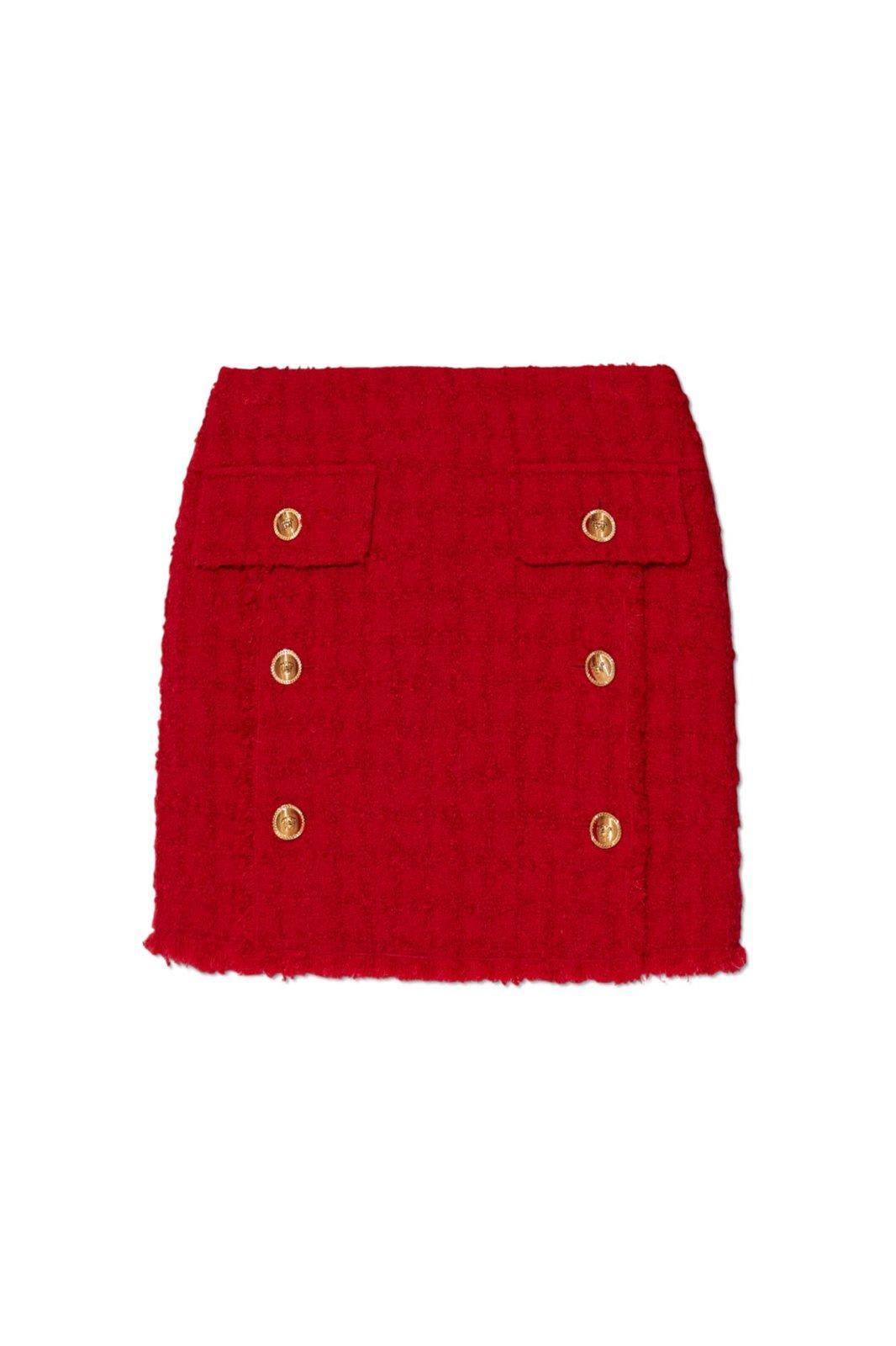 versace heritage mid-rise tweed mini skirt
