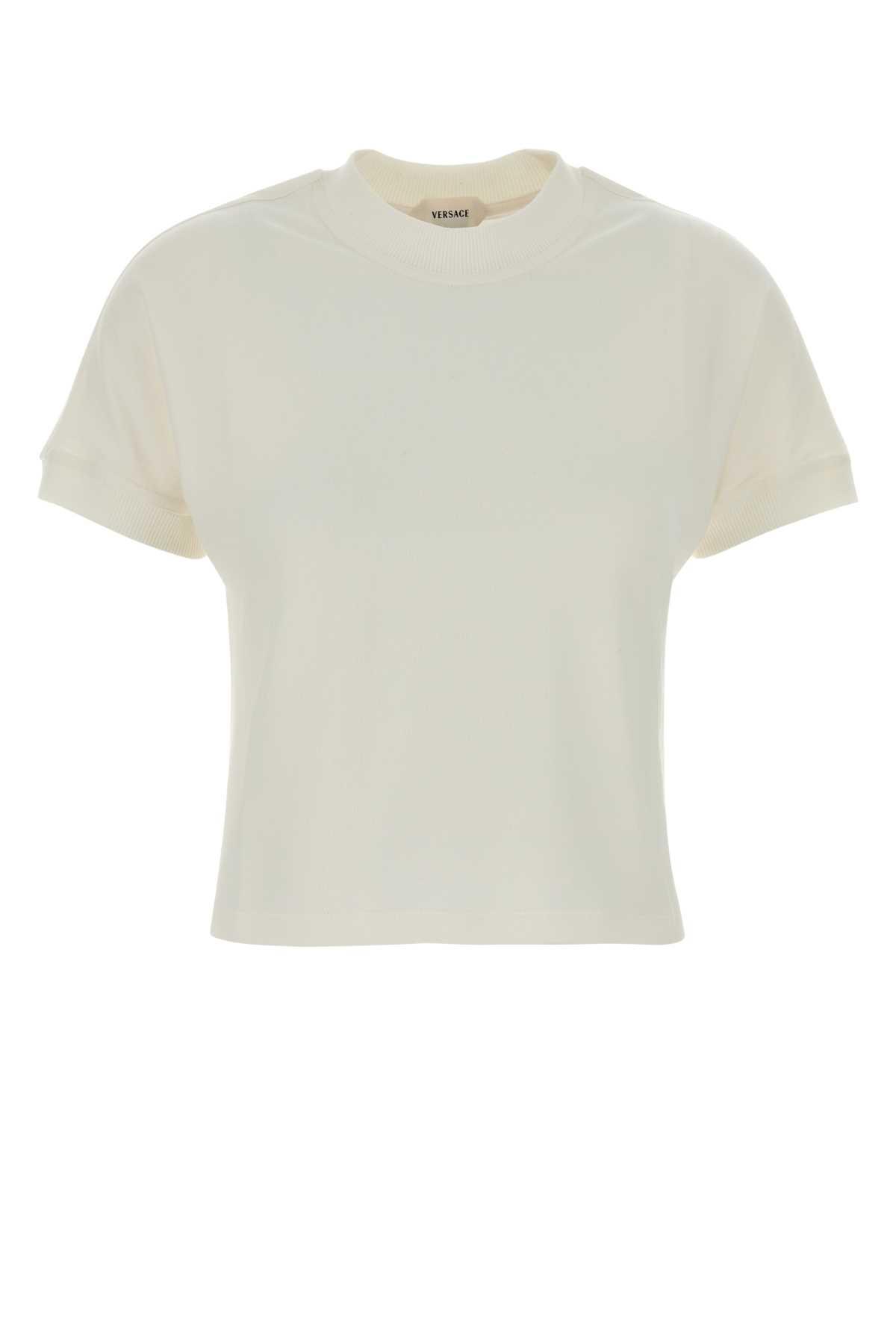 versace ivory stretch cotton t-shirt