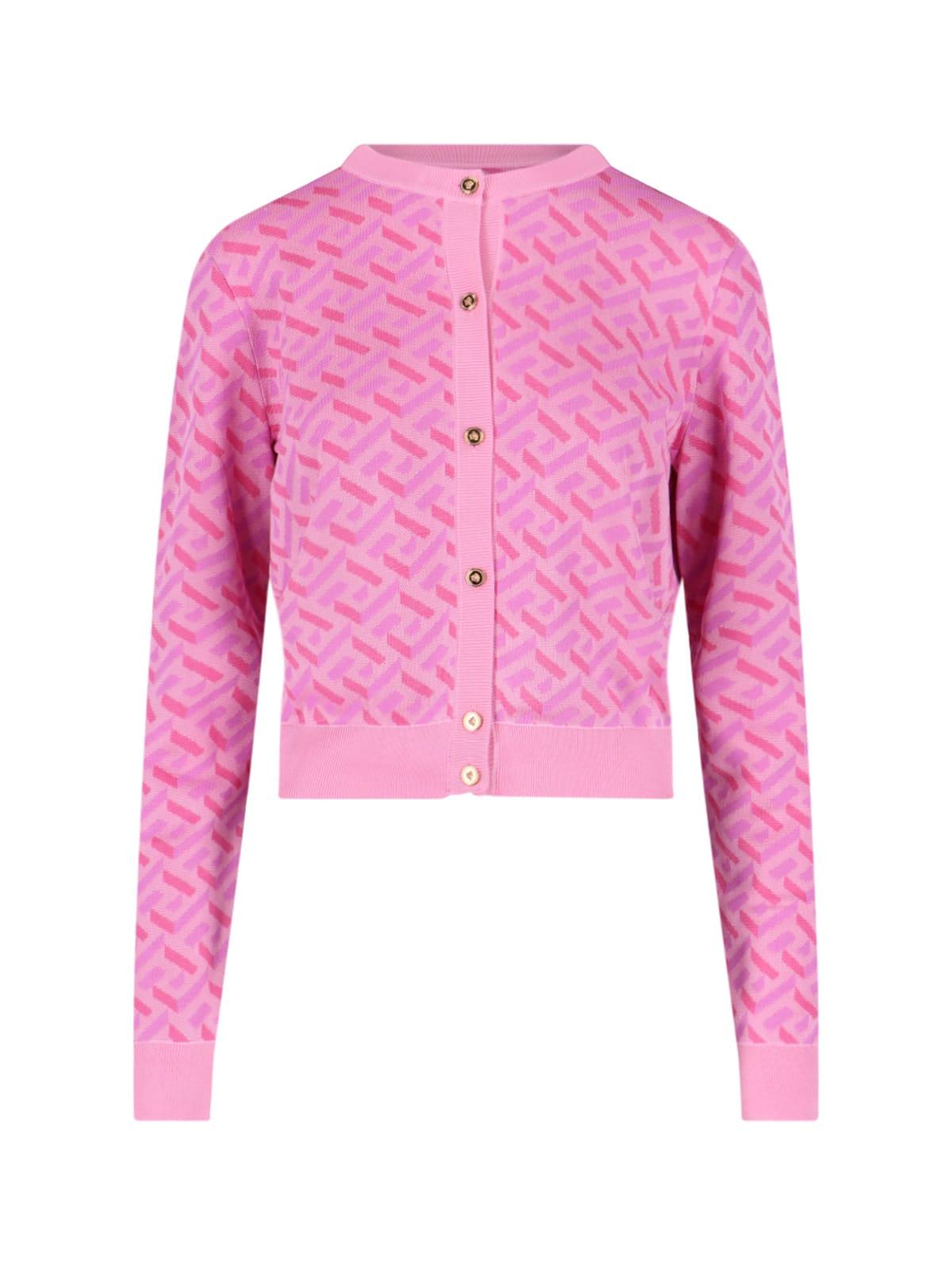 versace jacquard cardigan la greca