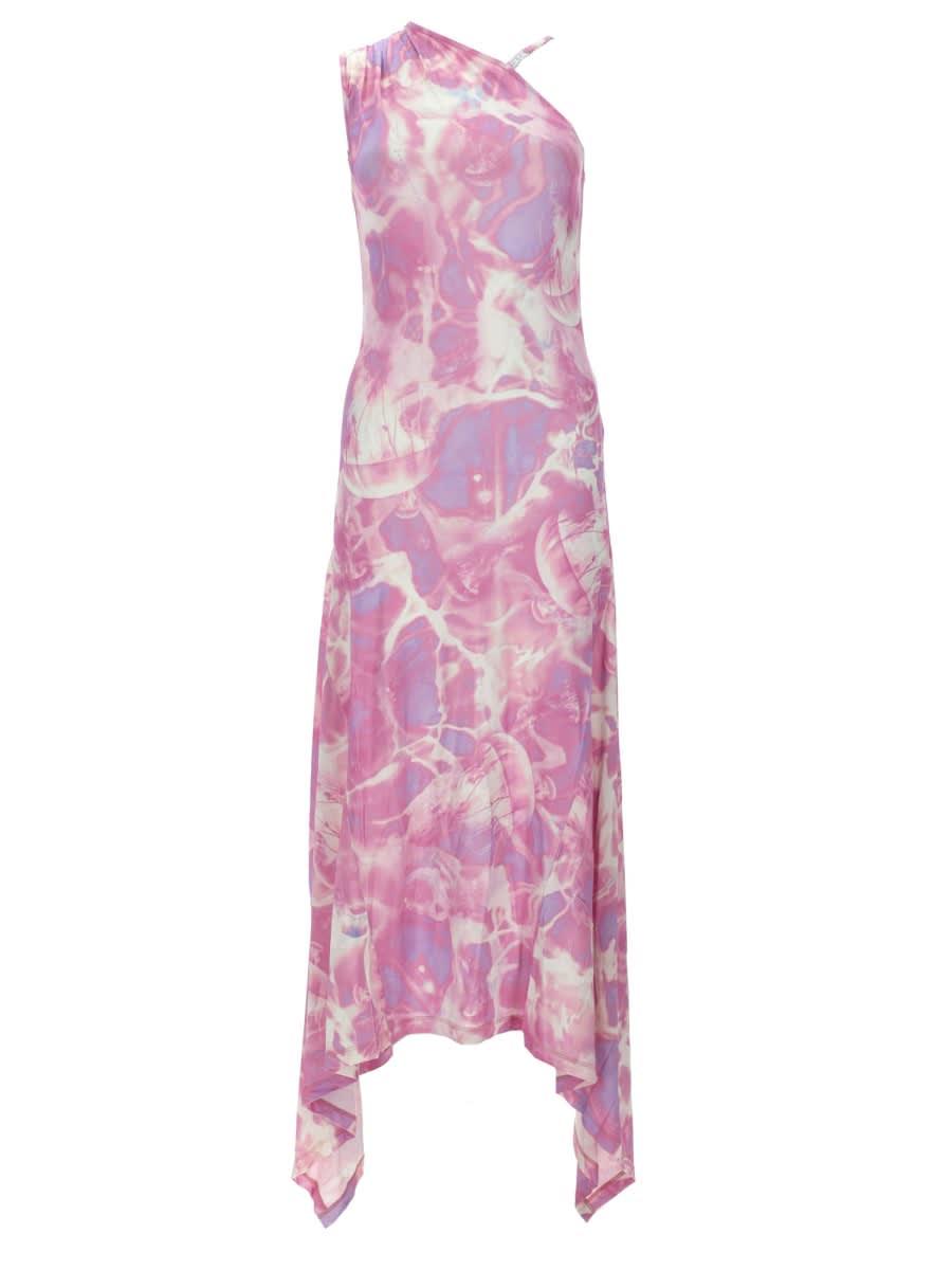 versace jeans couture abito lungo smanicato con stampa