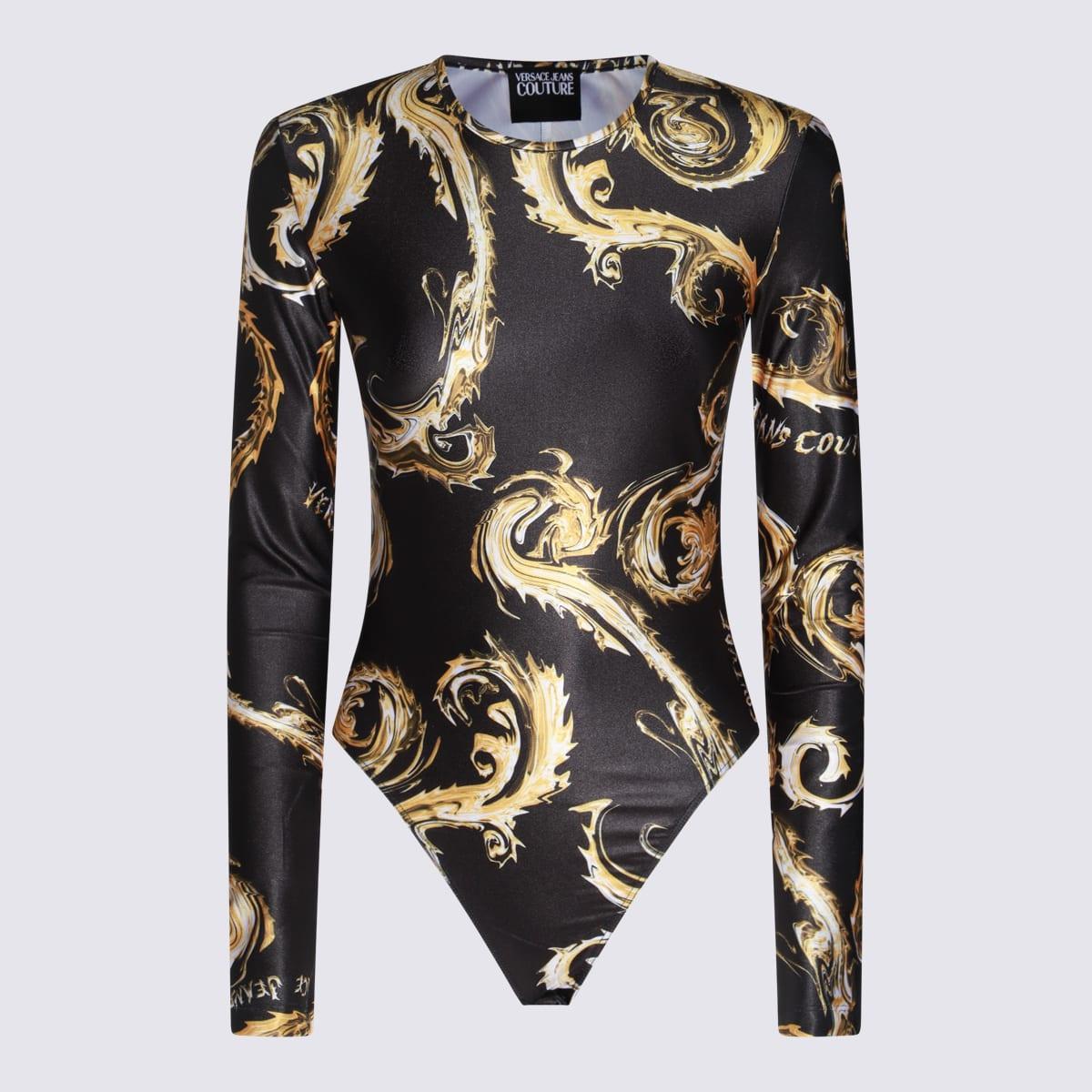 versace jeans couture black and gold bodysuits
