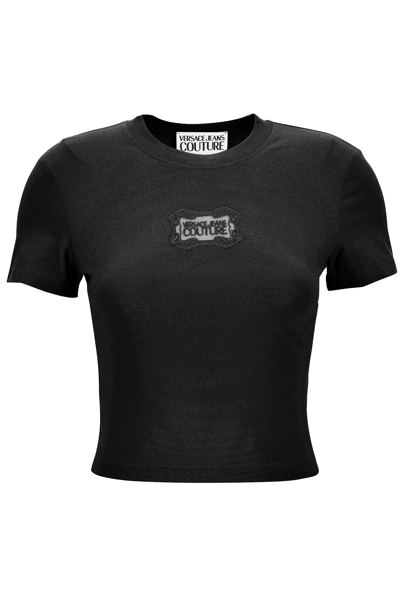 versace jeans couture black t-shirt with embroidered logo