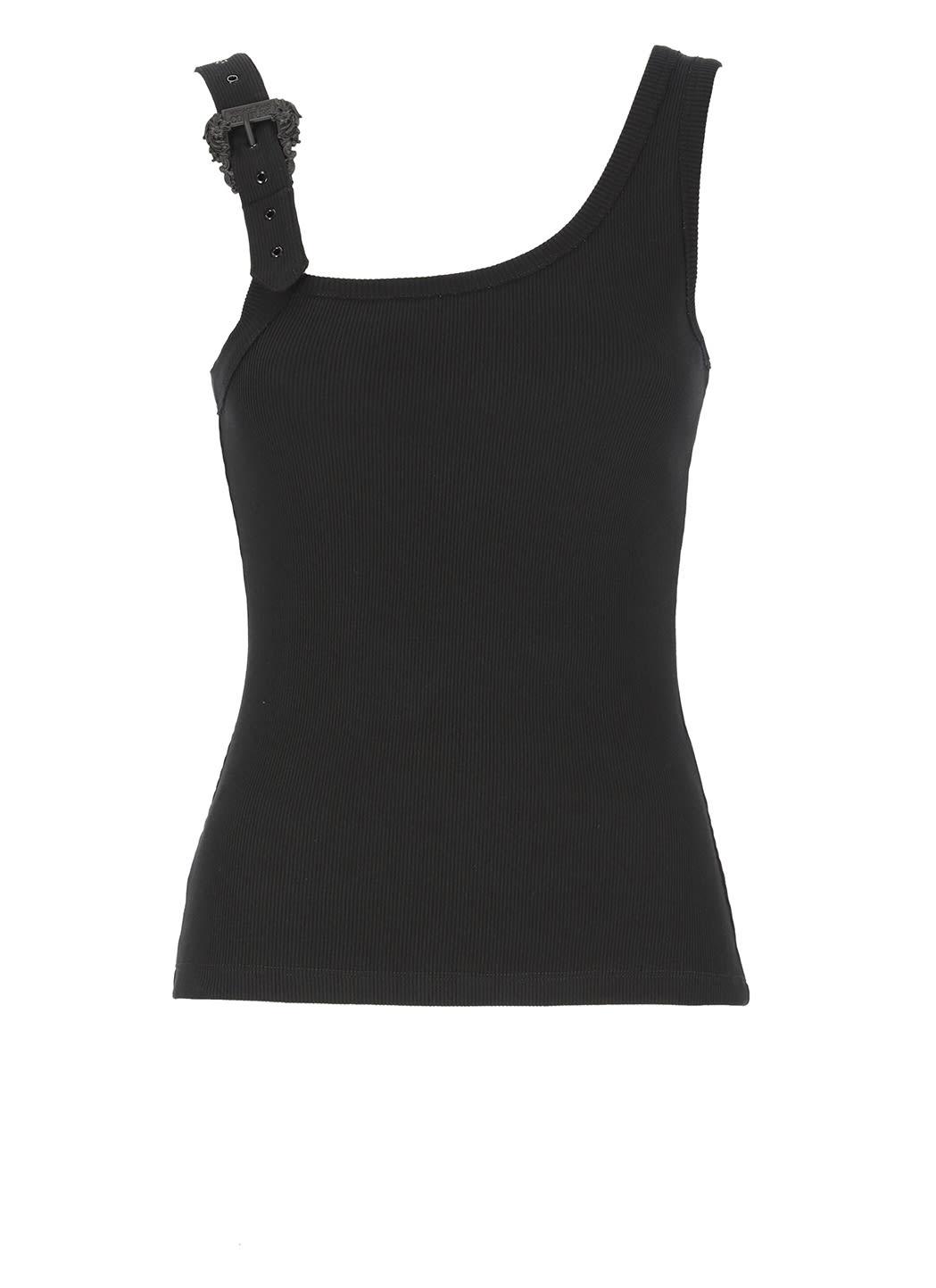 versace jeans couture buckle-embellished ribbed tank top