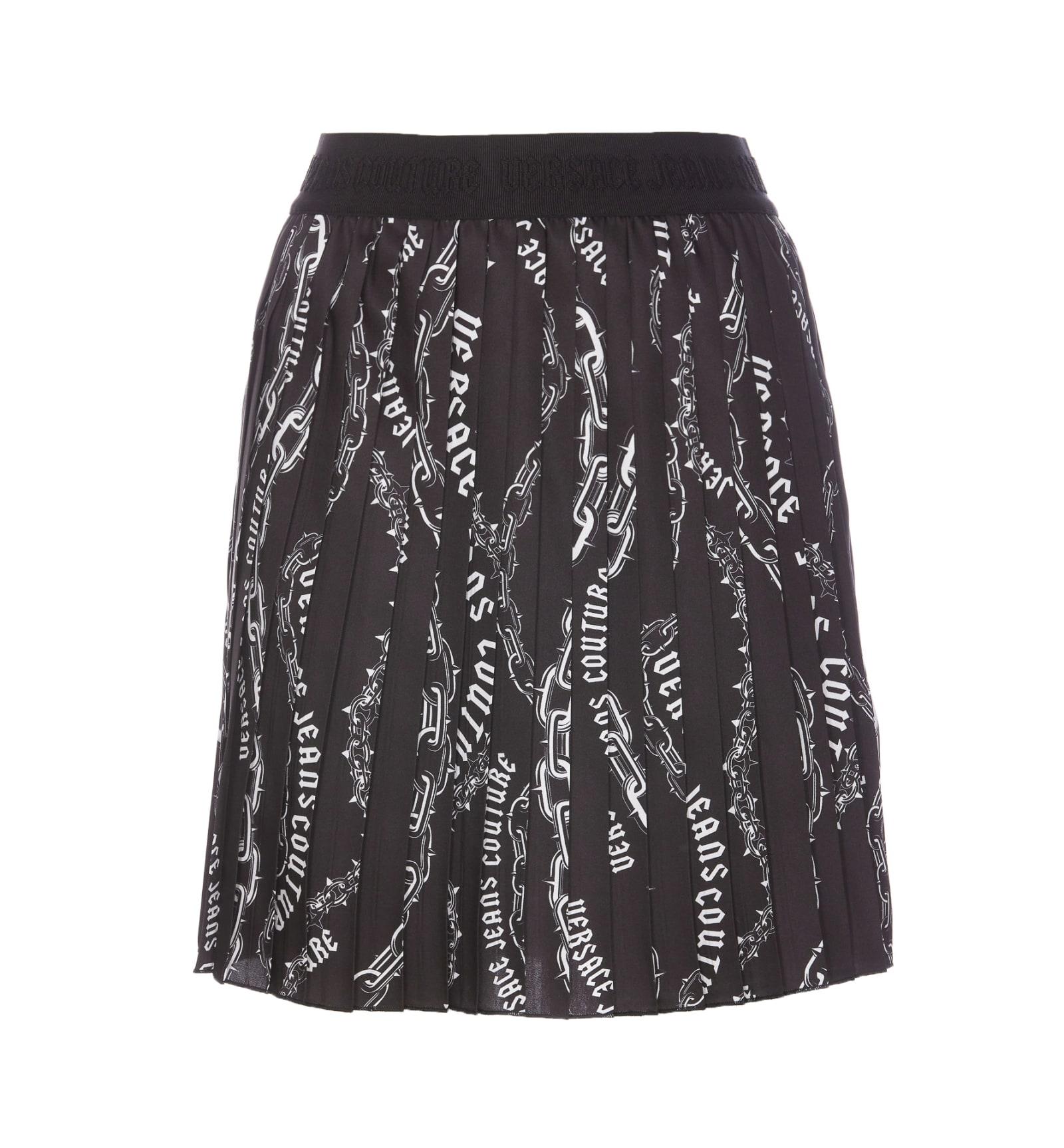 versace jeans couture chain couture pleated mini skirt