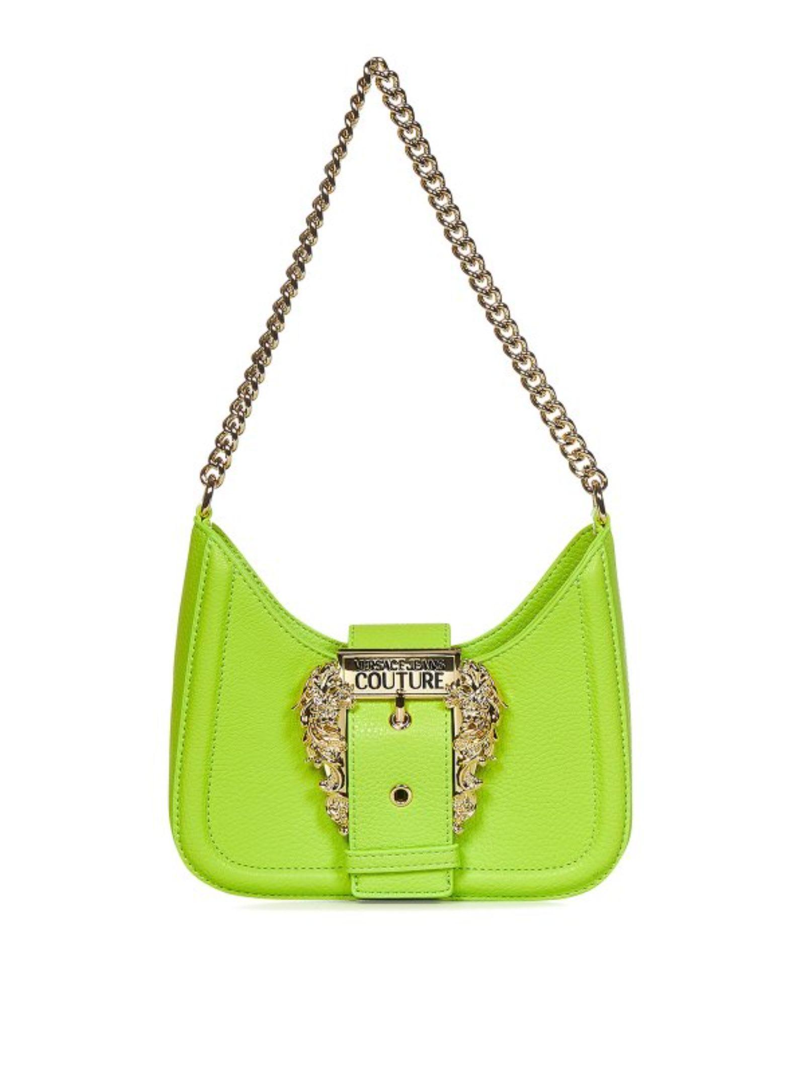 versace jeans couture green shoulder bag